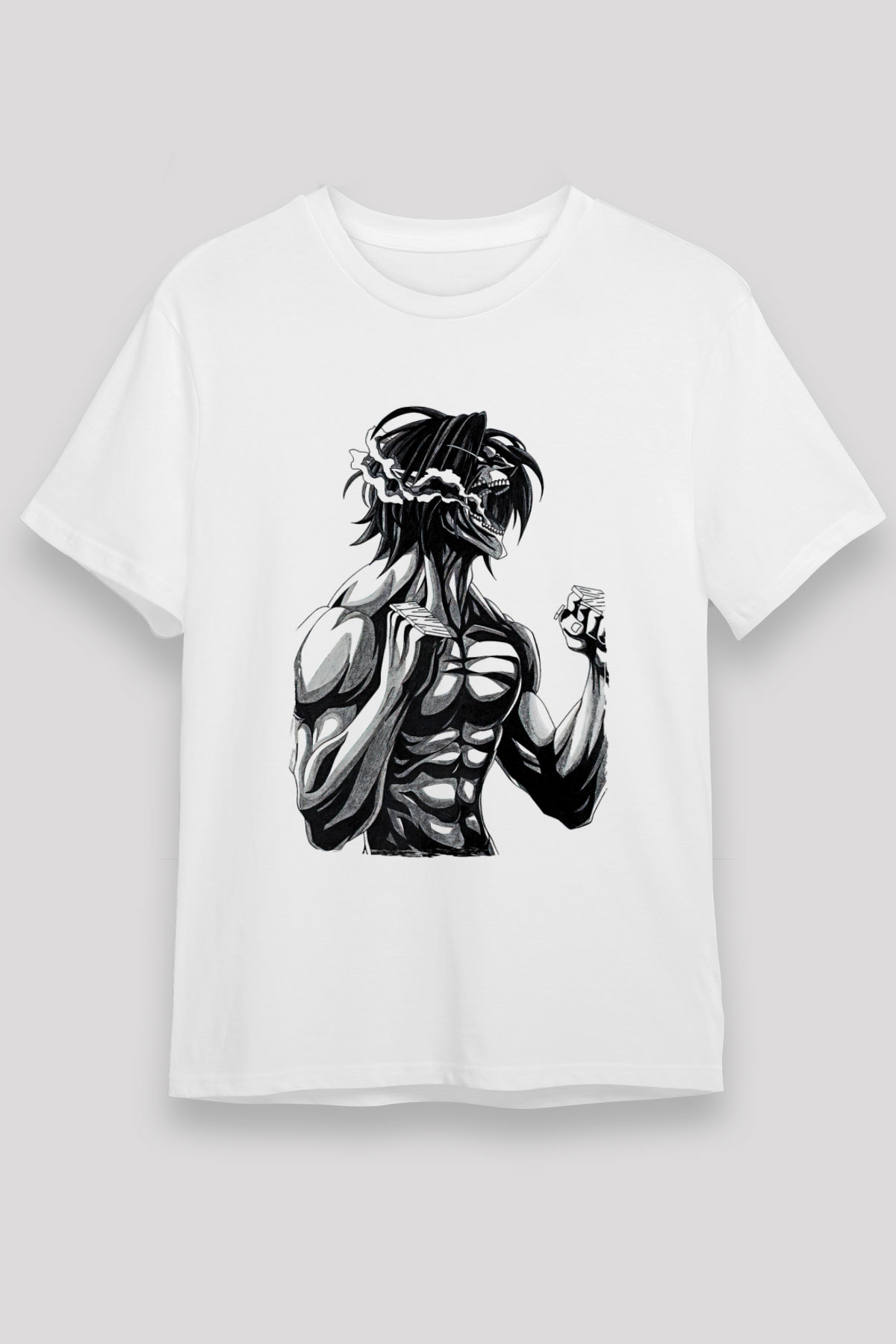 Attack On Titan Unisex Baskılı Beyaz Tişört - Tshirt