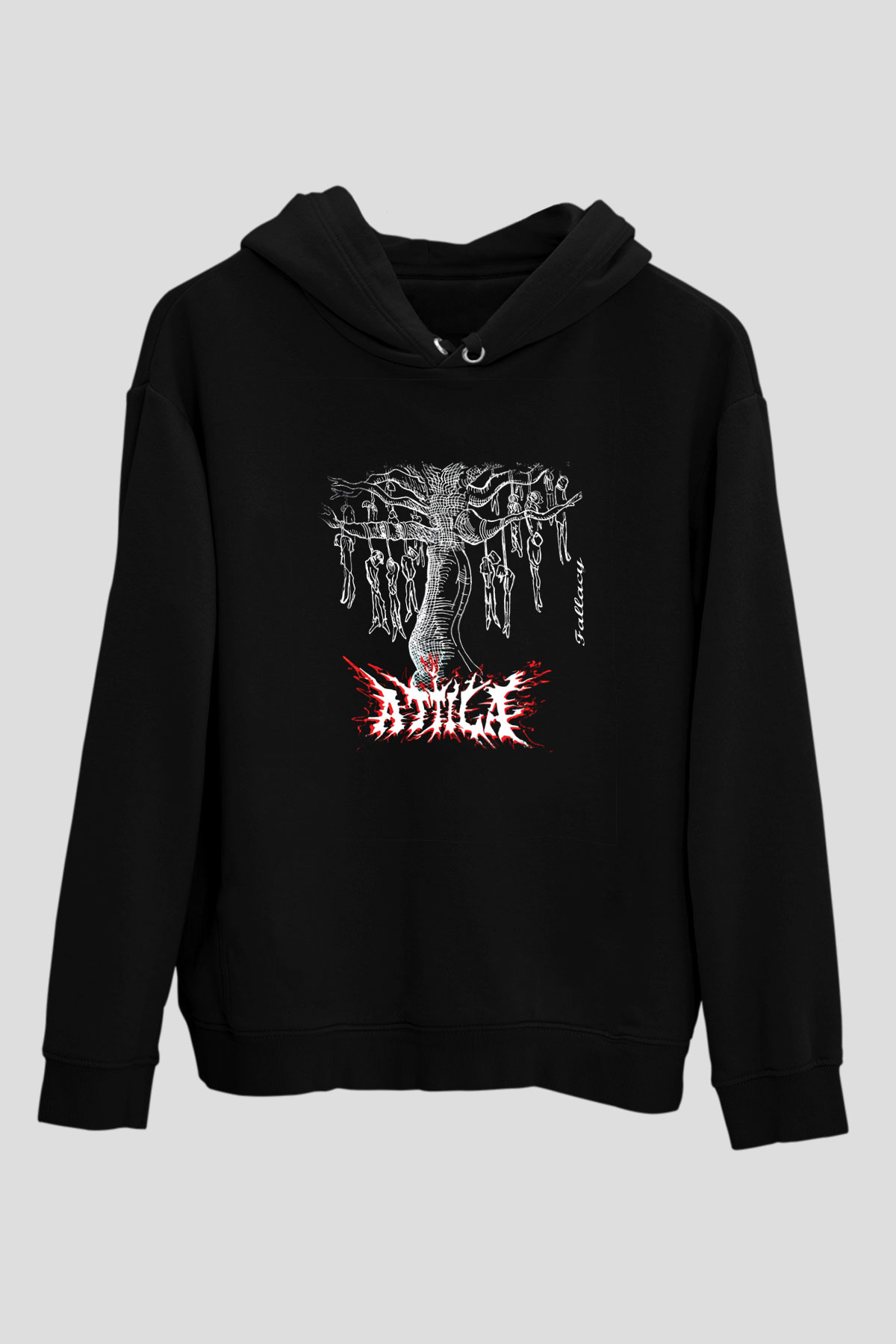 Attila Baskılı Unisex Siyah Hoodie
