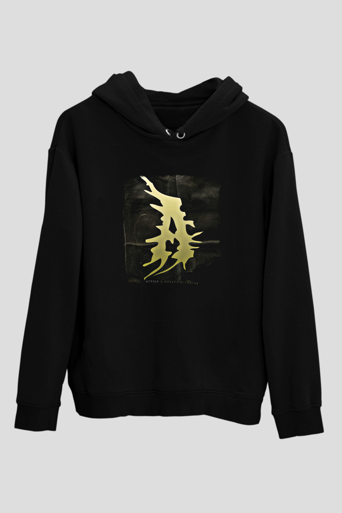 Attila Baskılı Unisex Siyah Hoodie