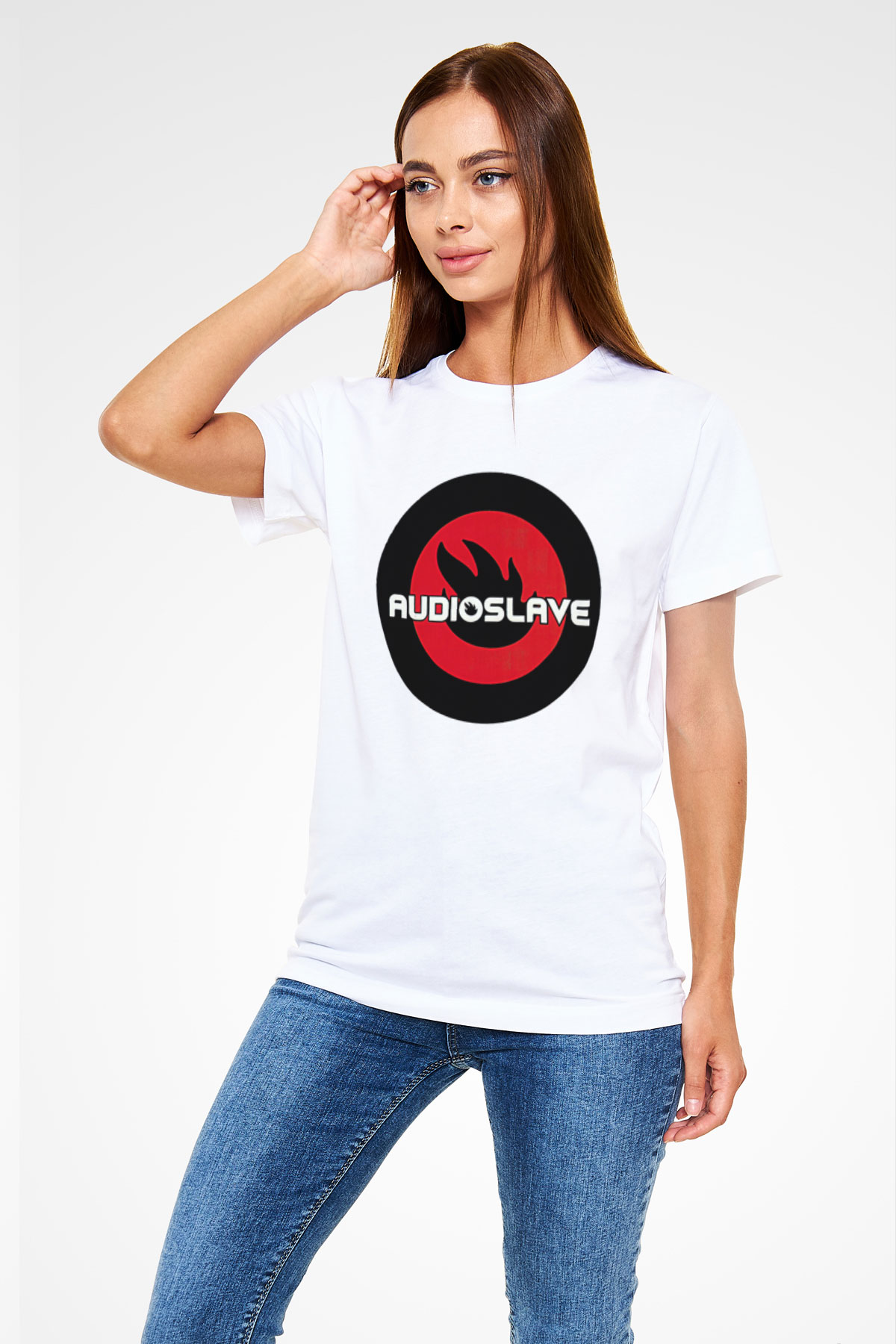 Audioslave Baskılı Unisex Beyaz Tişört - Tshirt