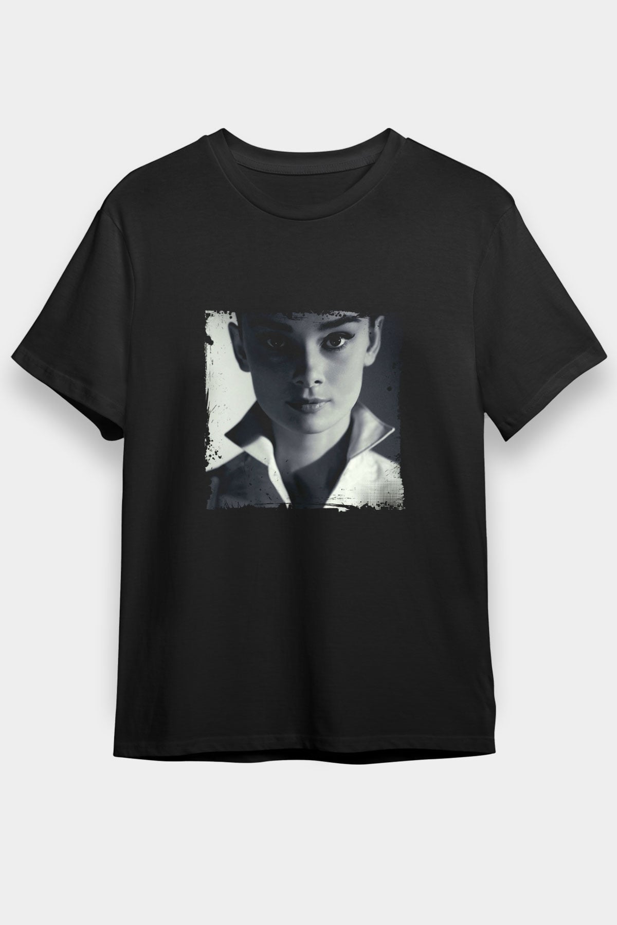Audrey Hepburn Baskılı Unisex Siyah Tişört