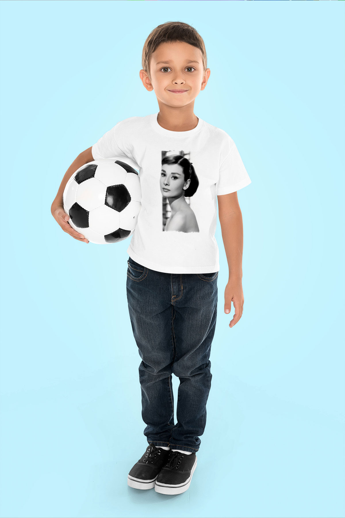 Audrey Hepburn Beyaz Unisex Çocuk Tişört