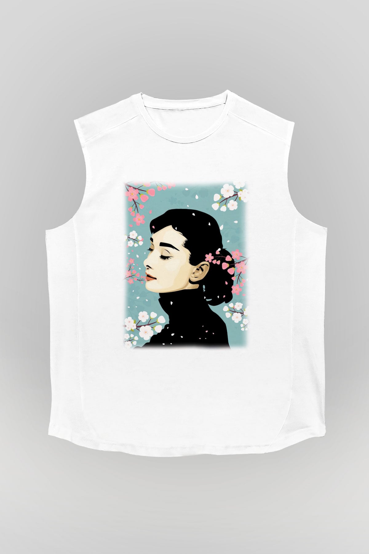 Audrey Hepburn Beyaz Unisex Kolsuz Tişört