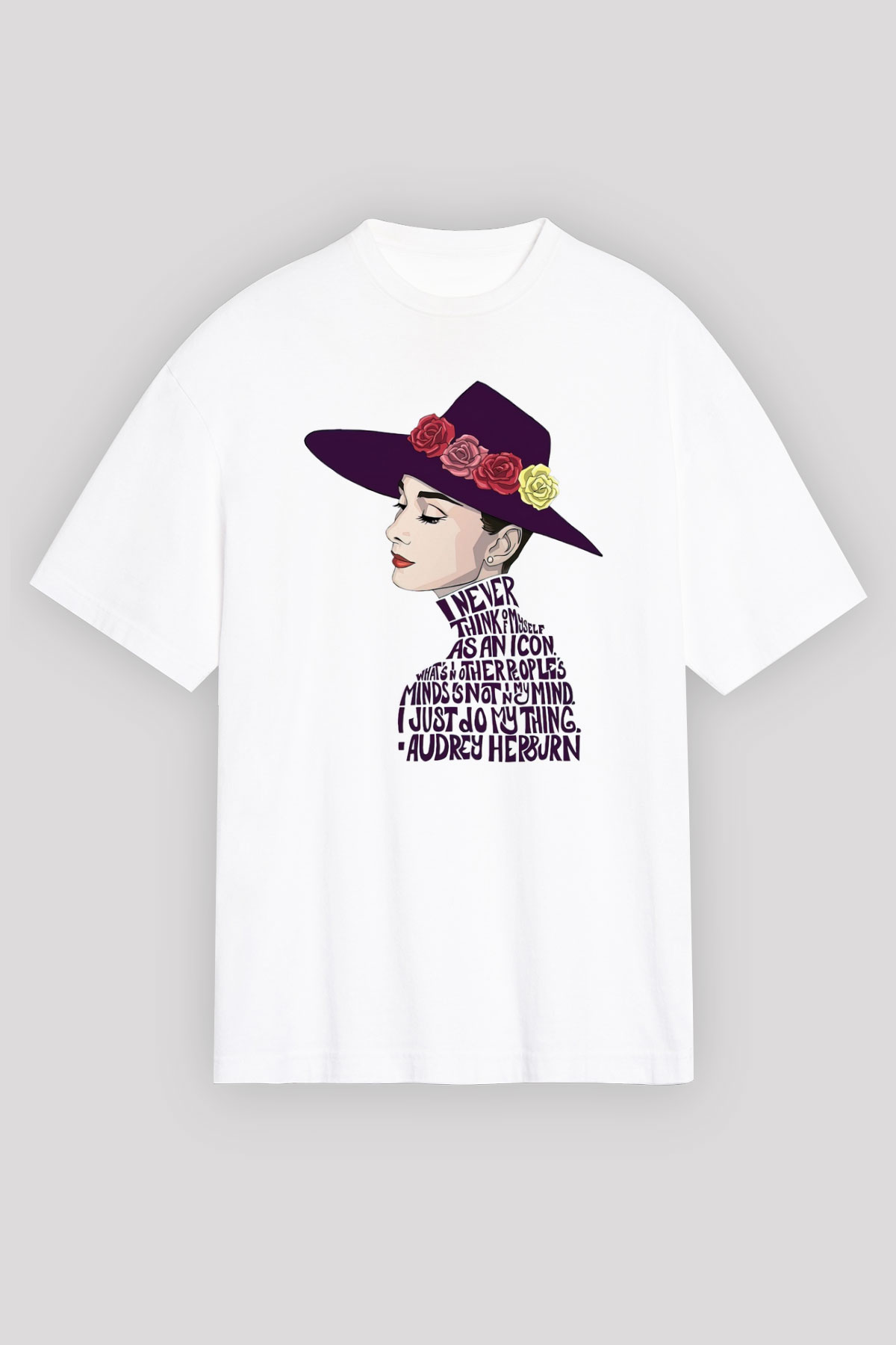 Audrey Hepburn Beyaz Unisex Oversize Tişört T-Shirt
