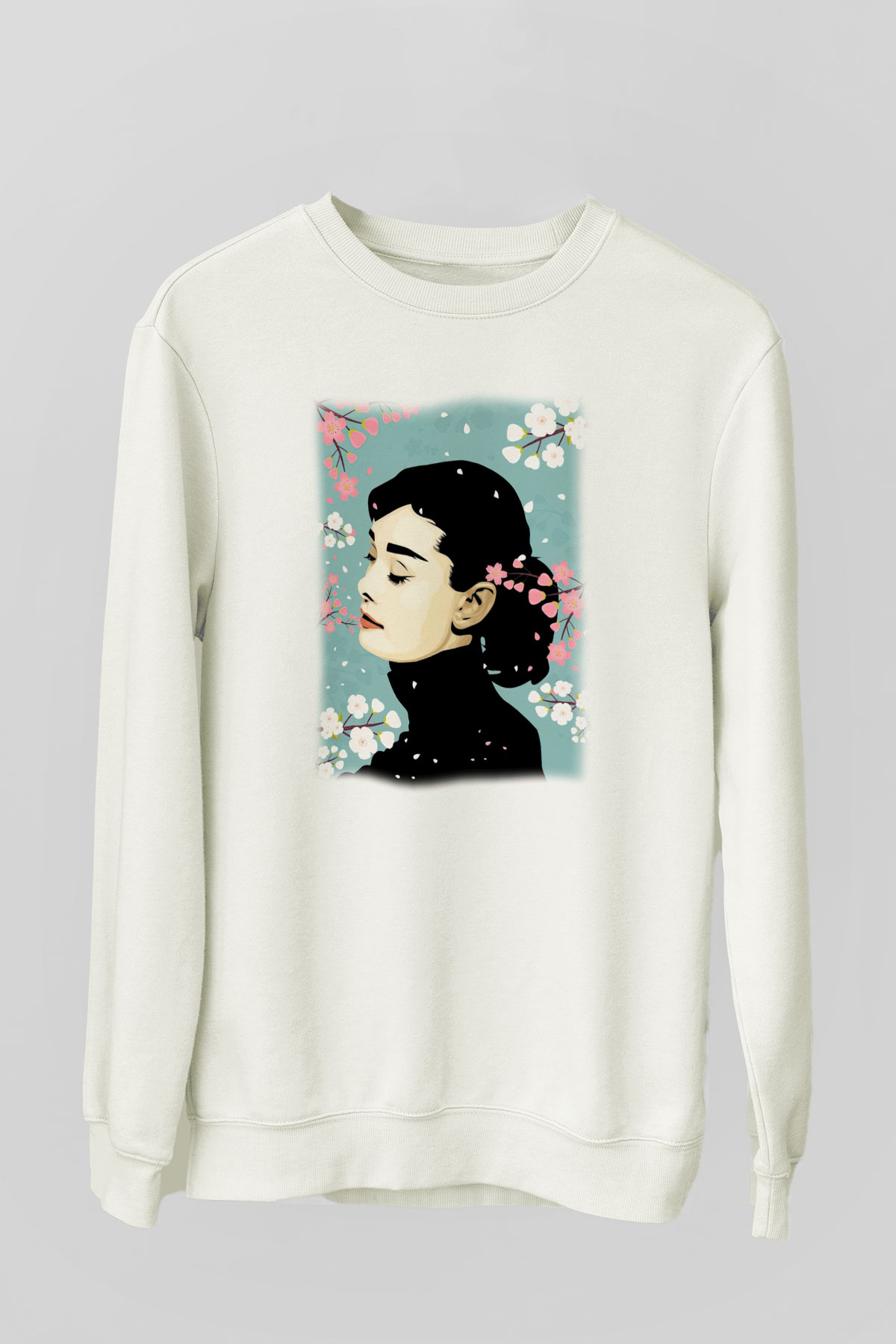Audrey Hepburn Beyaz Unisex Sweatshirt