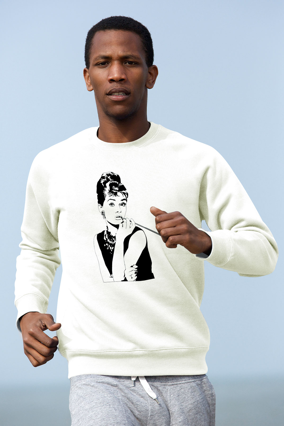 Audrey Hepburn Beyaz Unisex Sweatshirt