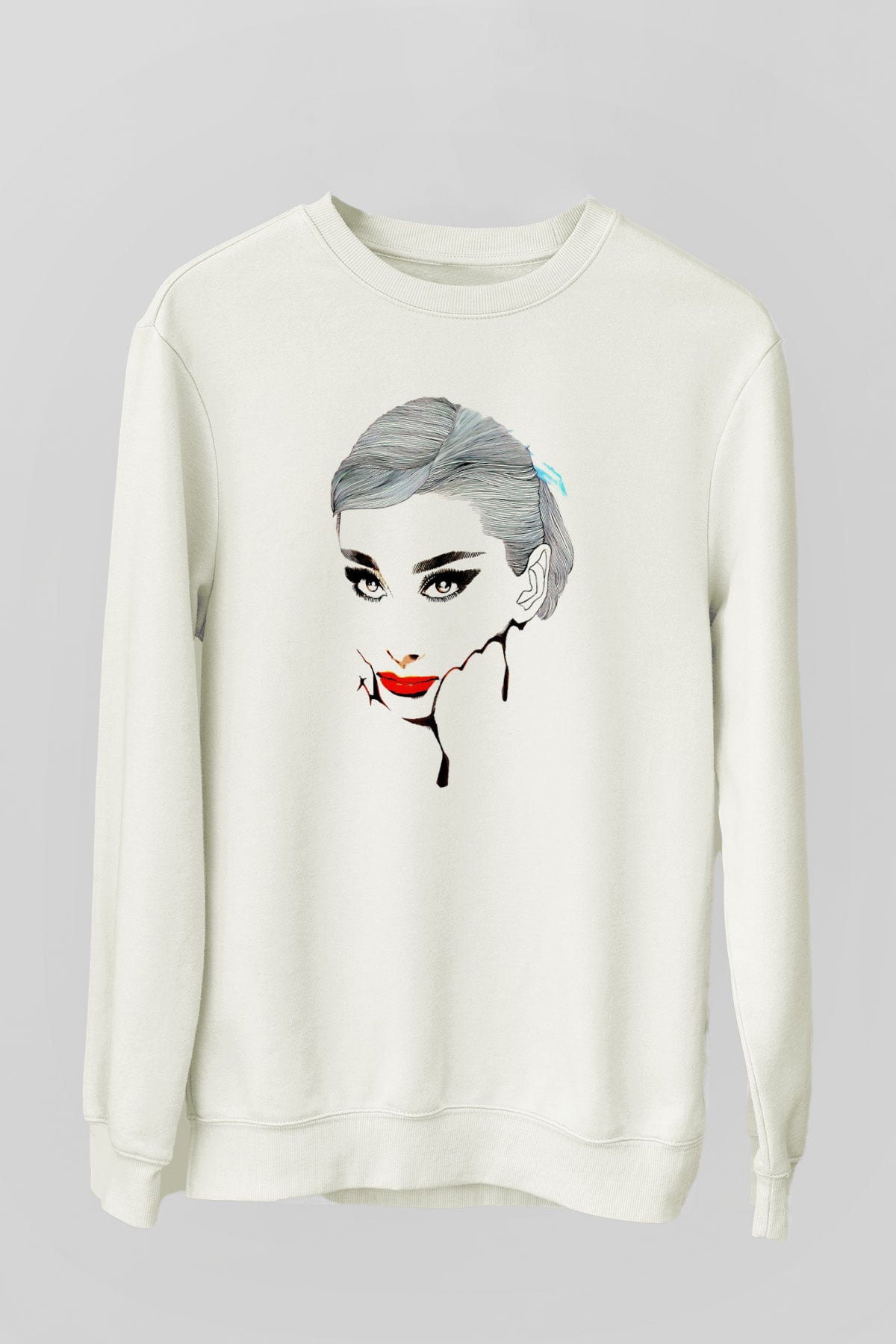 Audrey Hepburn Beyaz Unisex Sweatshirt