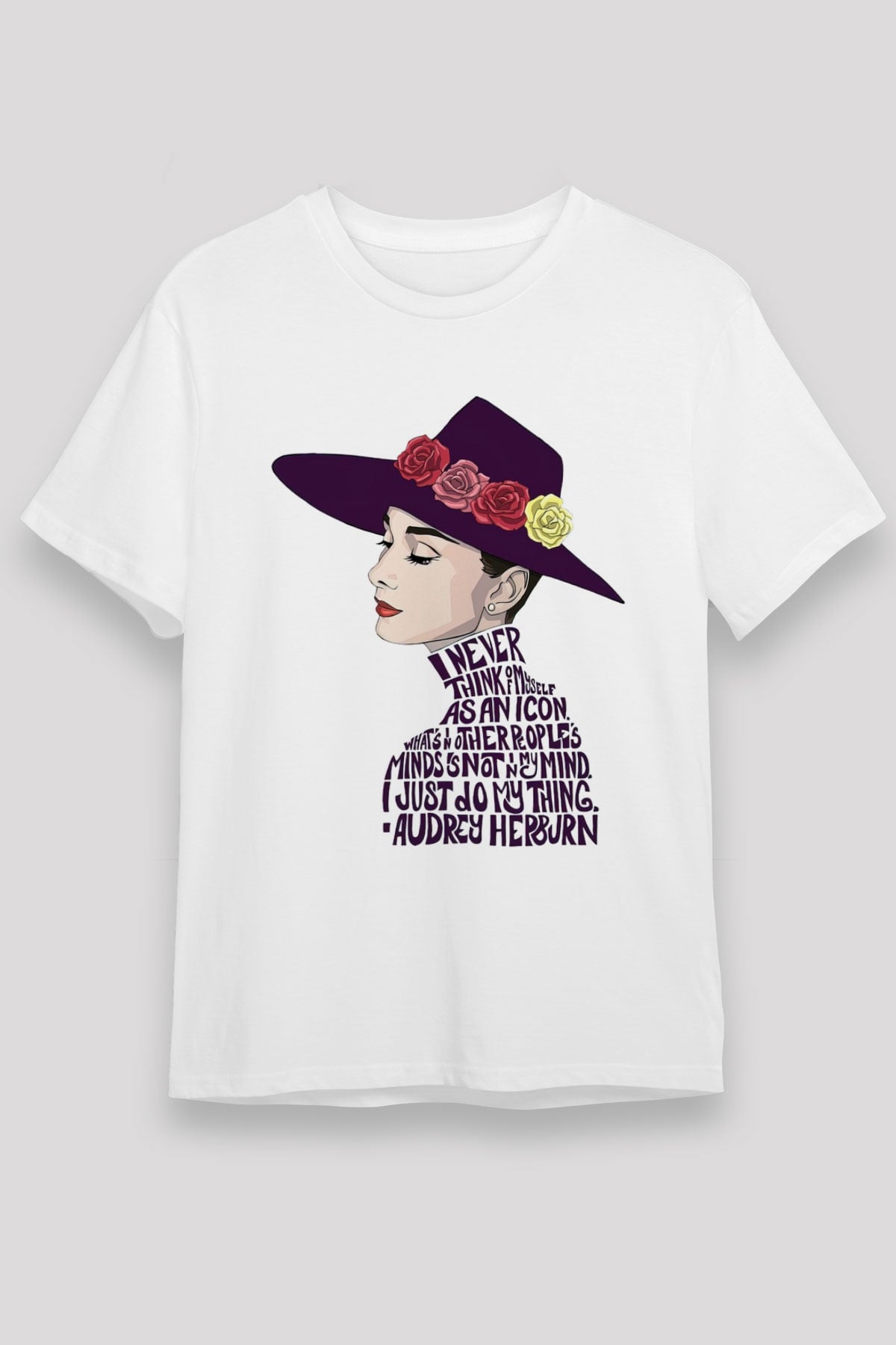Audrey Hepburn Beyaz Unisex Tişört T-Shirt - TişörtFabrikası