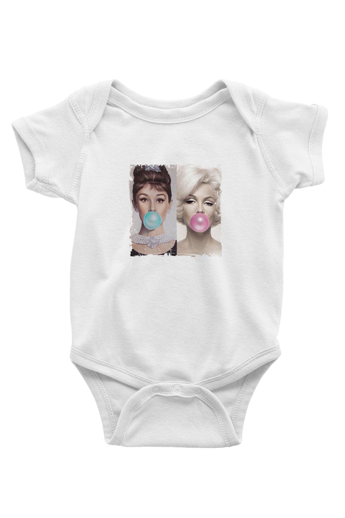 Audrey Hepburn Unisex Baskılı Beyaz Bebek Body - Zıbın