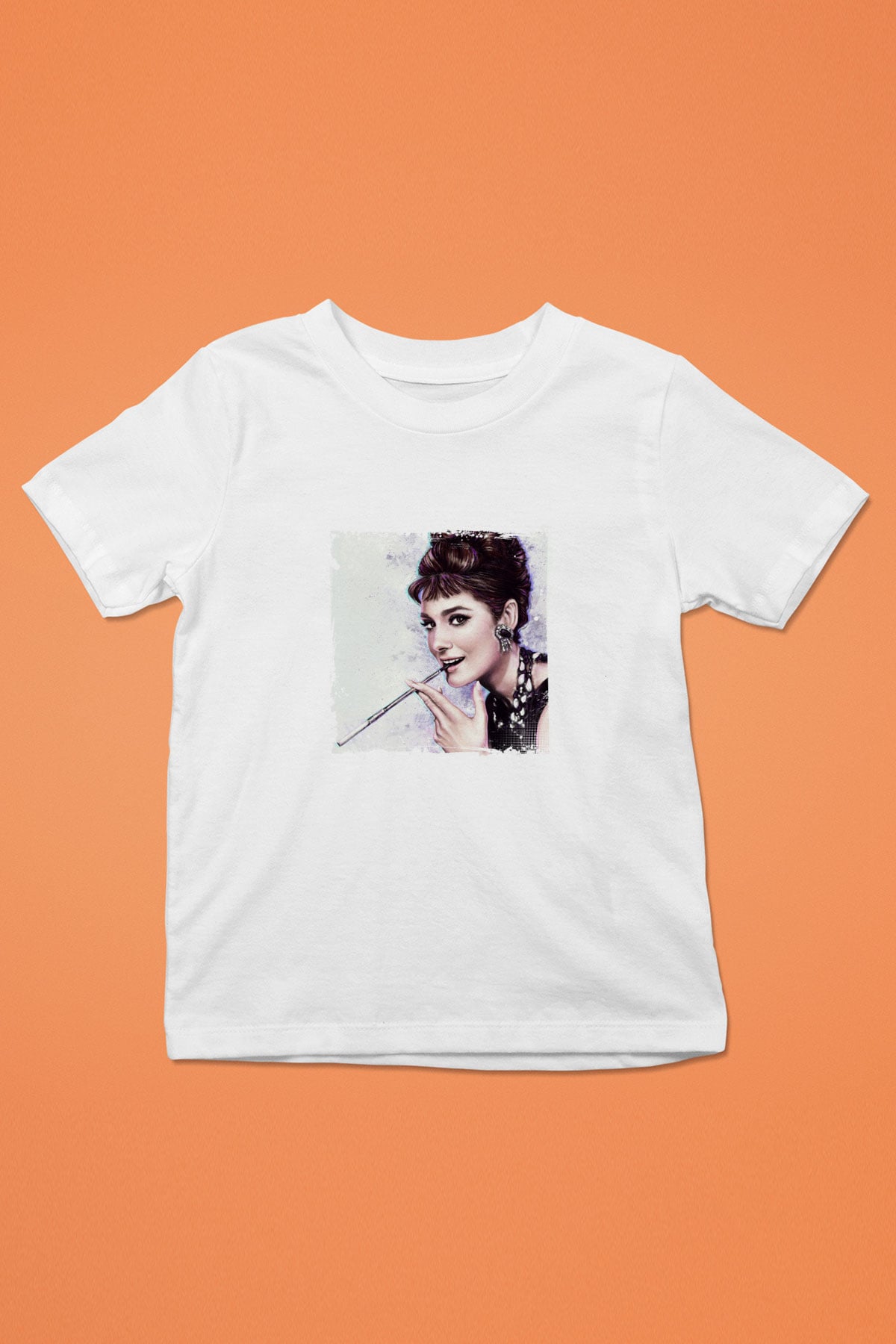 Audrey Hepburn Unisex Baskılı Beyaz Çocuk Tişört