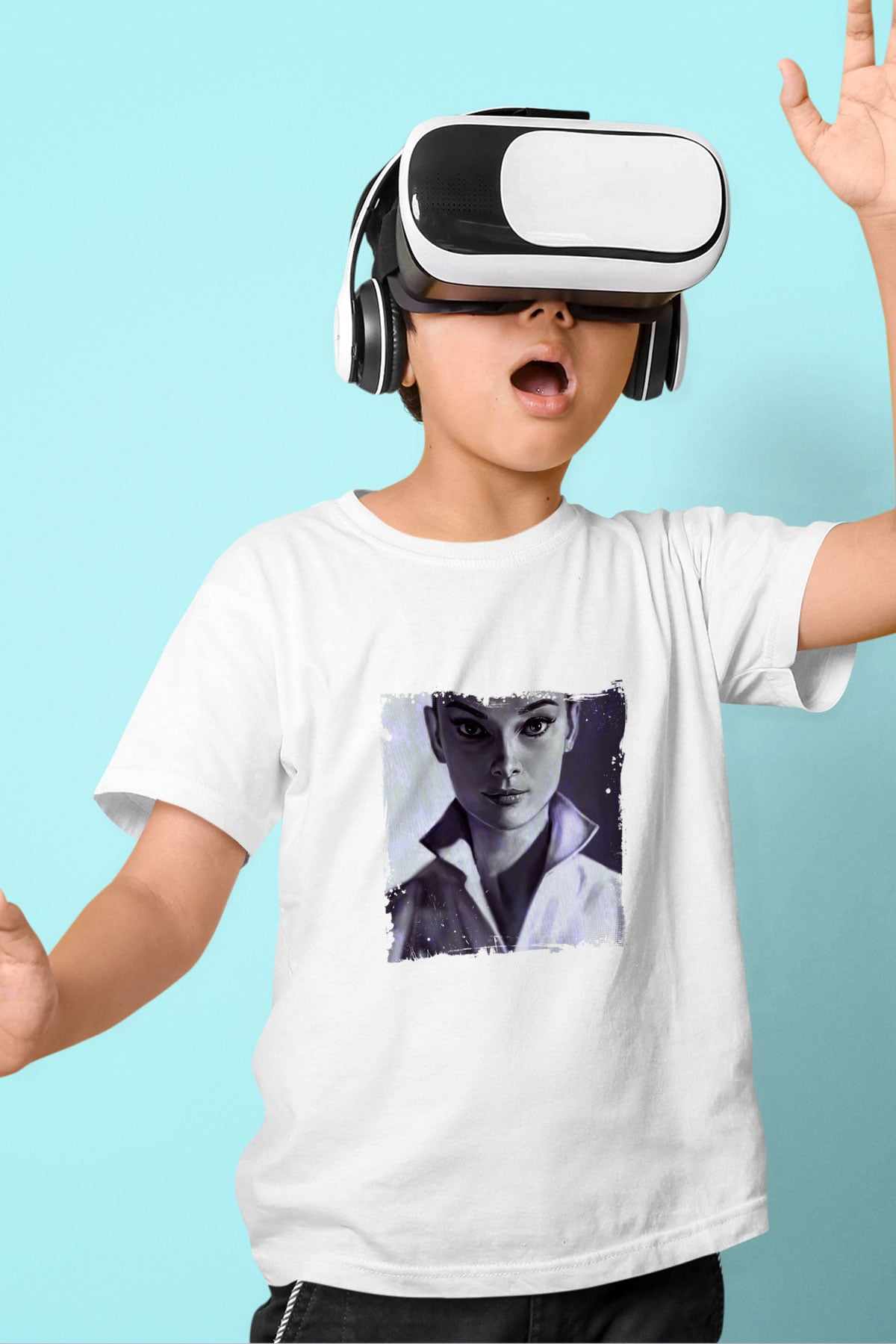 Audrey Hepburn Unisex Baskılı Beyaz Çocuk Tişört
