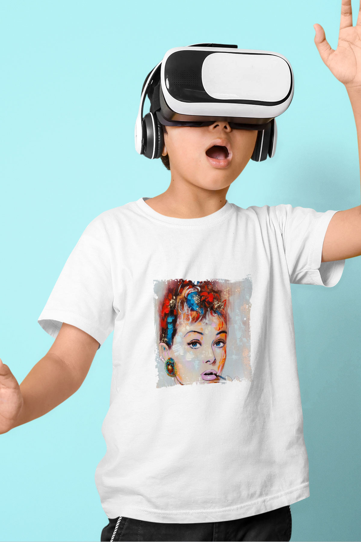 Audrey Hepburn Unisex Baskılı Beyaz Çocuk Tişört