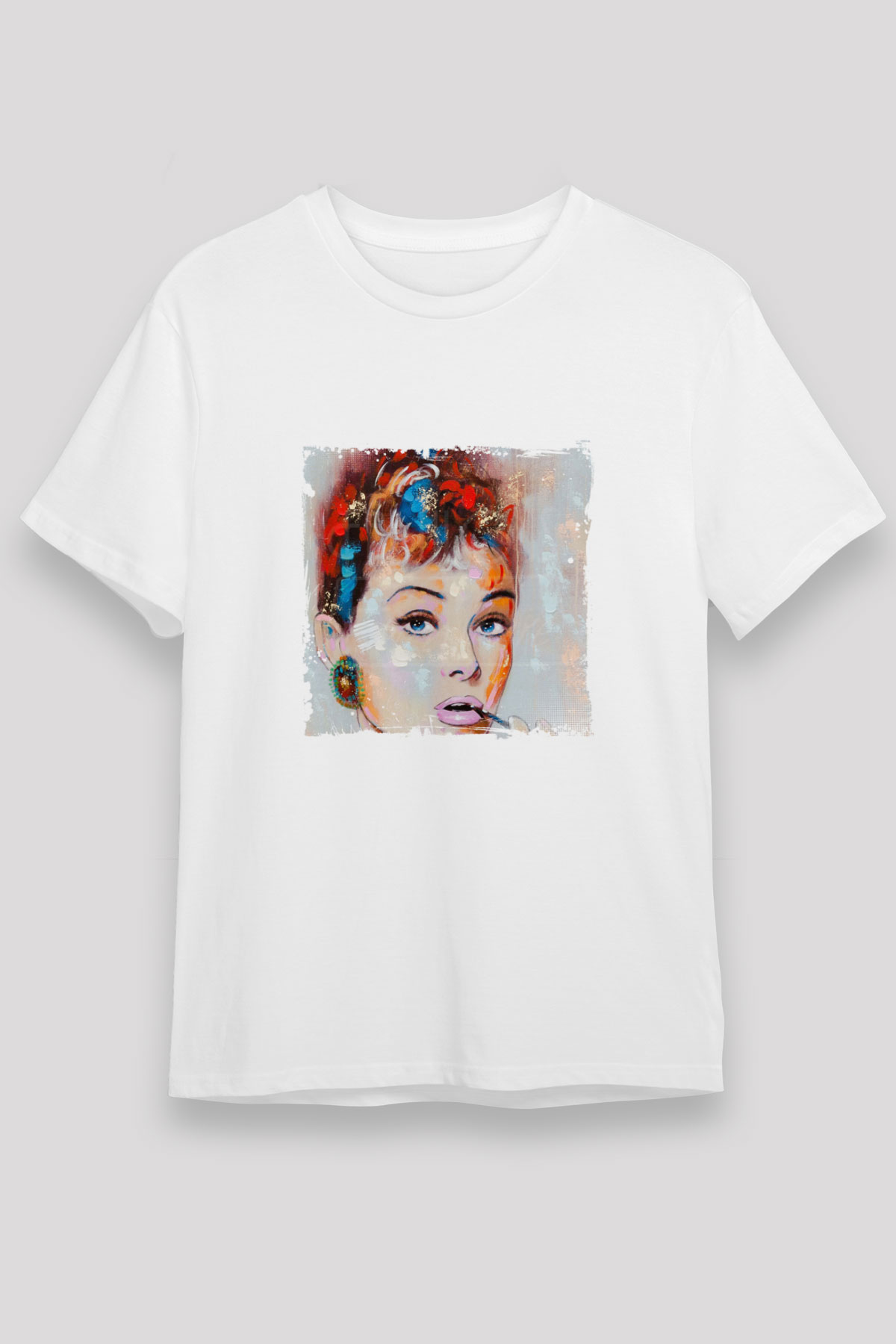 Audrey Hepburn Unisex Baskılı Beyaz Tişört