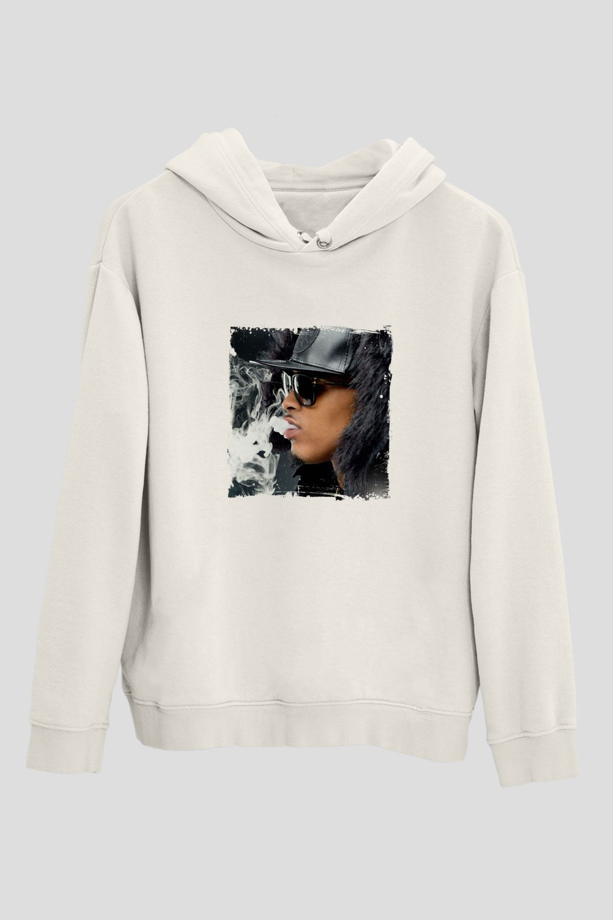 August Alsina Baskılı Unisex Beyaz Hoodie