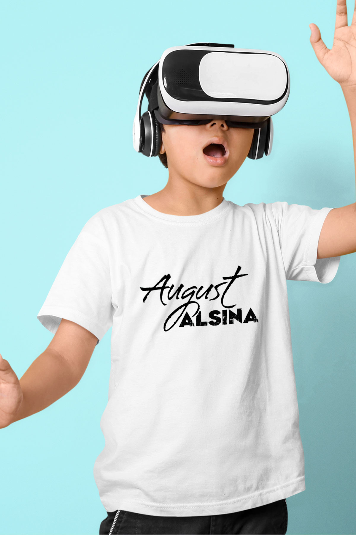 August Alsina Beyaz Unisex Çocuk Tişört