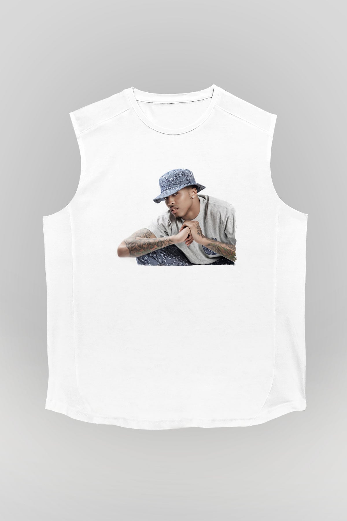 August Alsina Beyaz Unisex Kolsuz Tişört