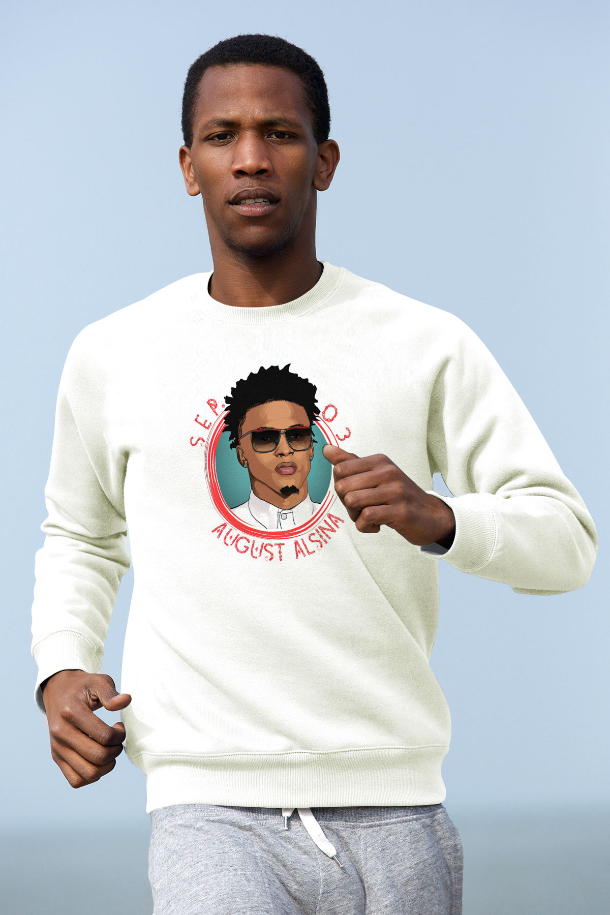 August Alsina Beyaz Unisex Sweatshirt
