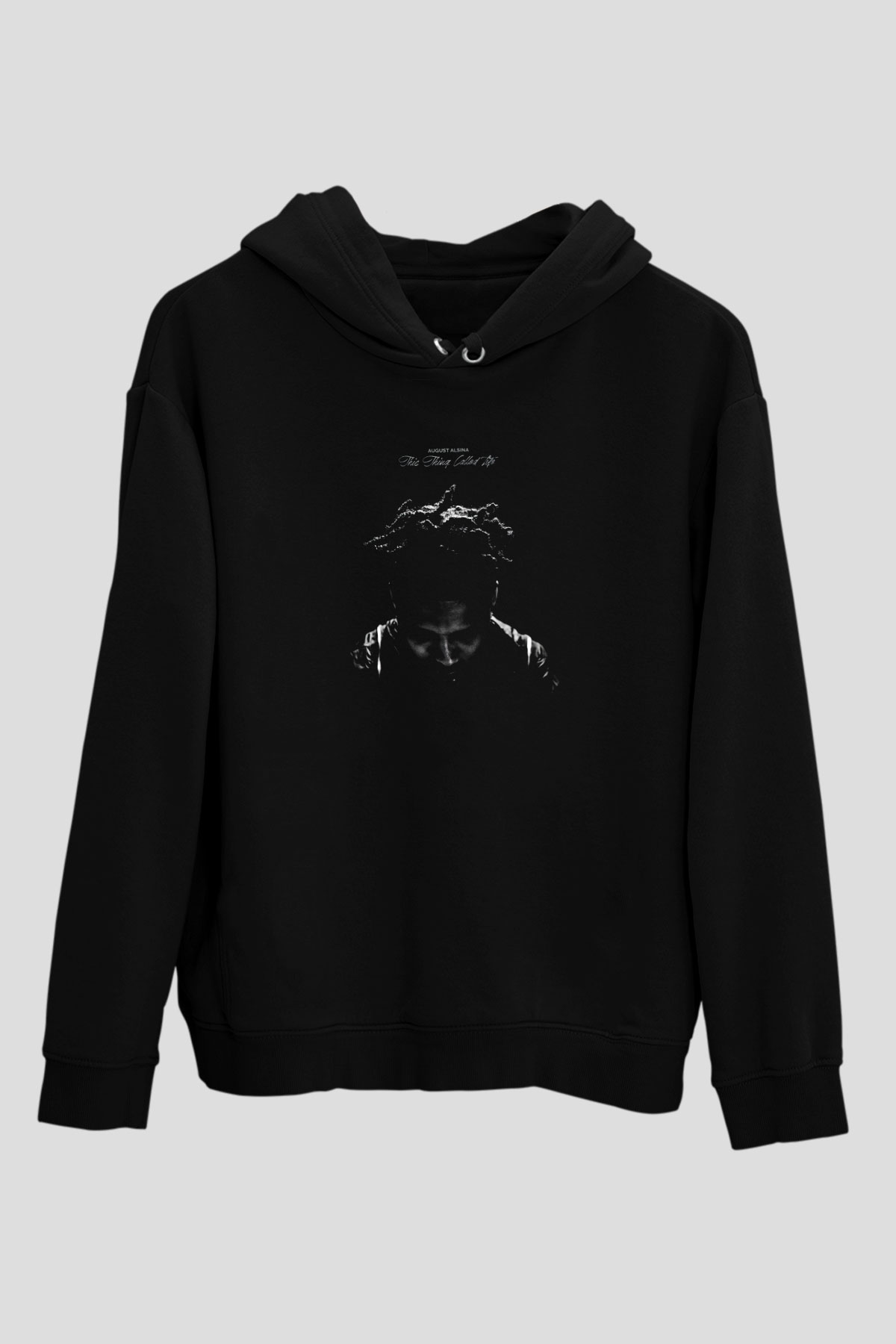 August Alsina Siyah Unisex Kapüşonlu Sweatshirt