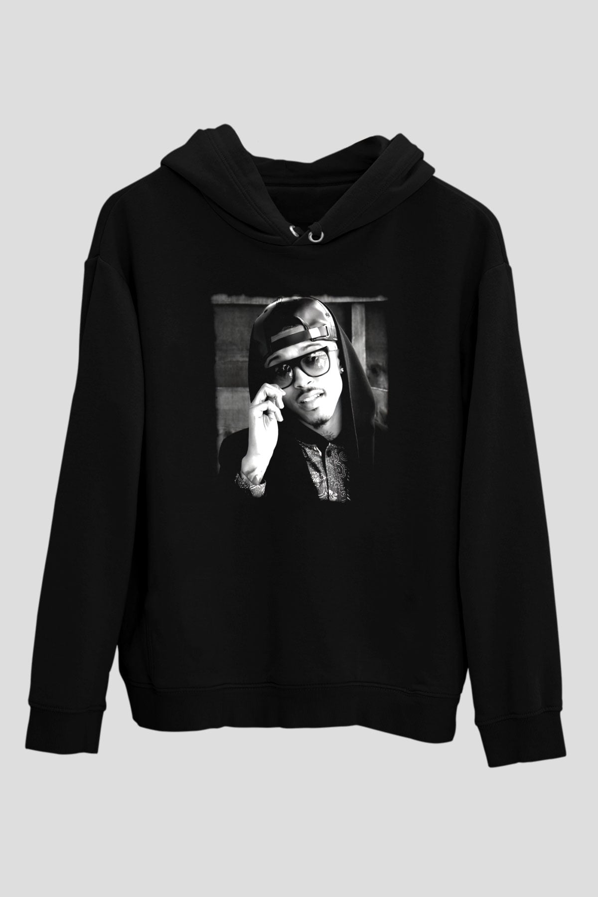 August Alsina Siyah Unisex Kapüşonlu Sweatshirt