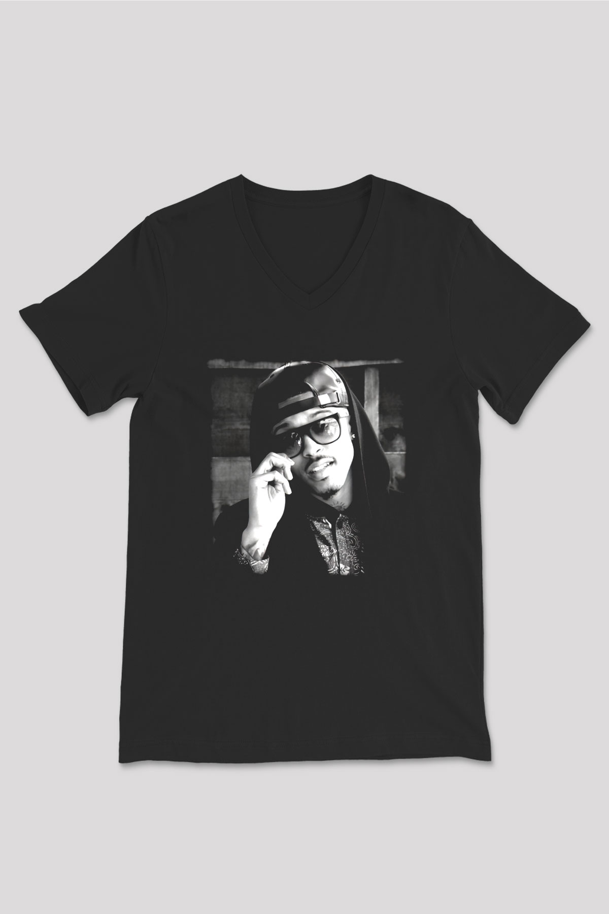 August Alsina Siyah Unisex V Yaka Tişört