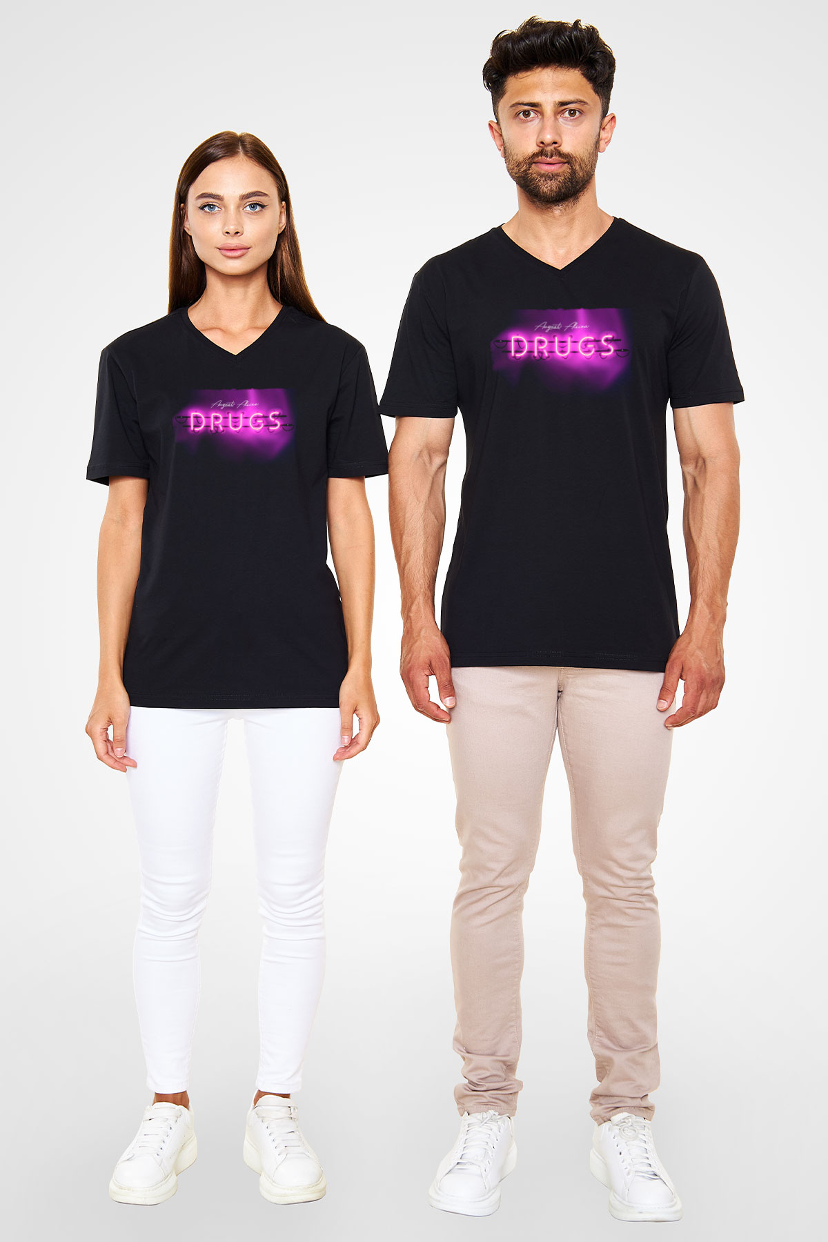 August Alsina Siyah Unisex V Yaka Tişört