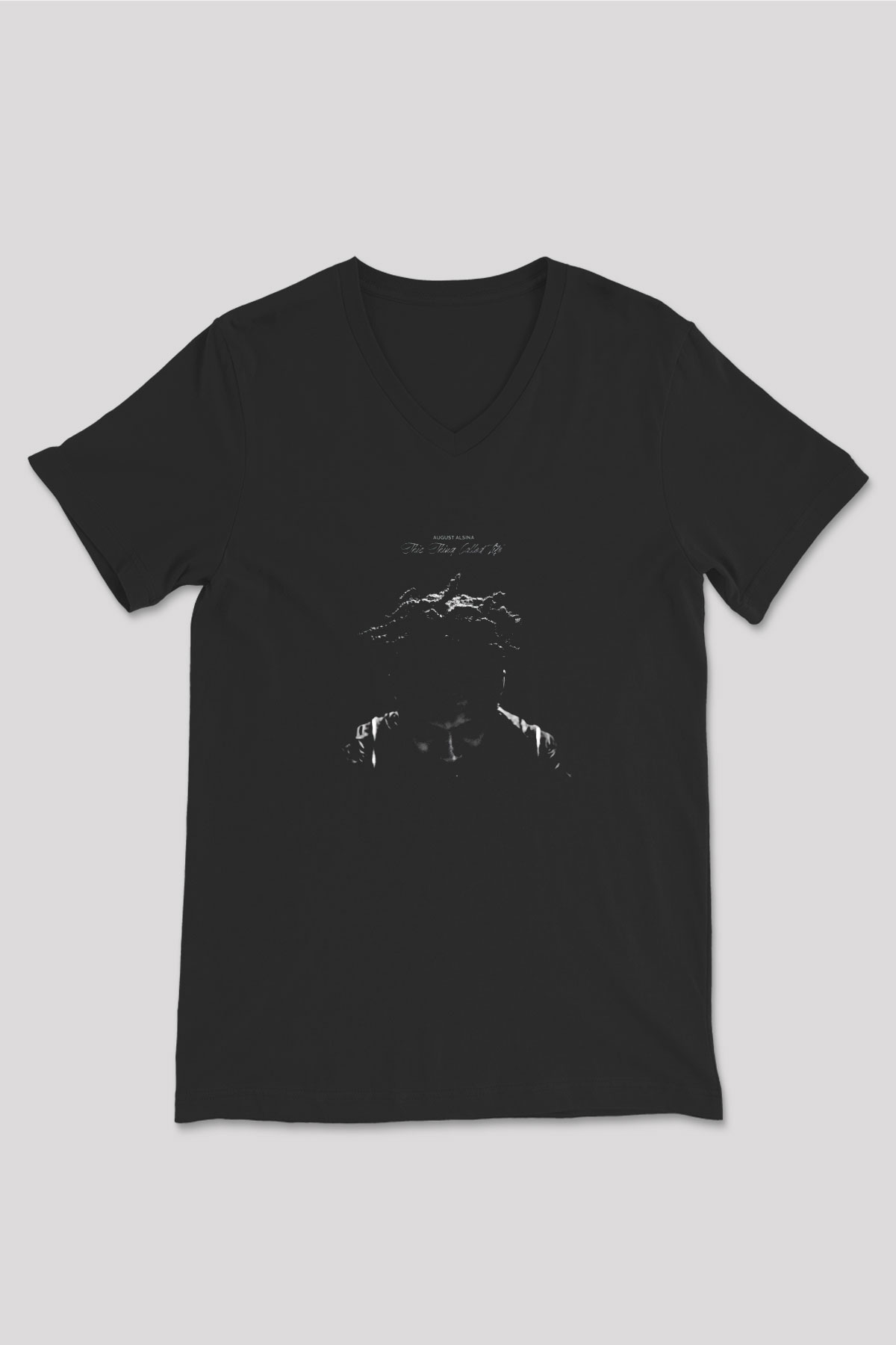 August Alsina Siyah Unisex V Yaka Tişört