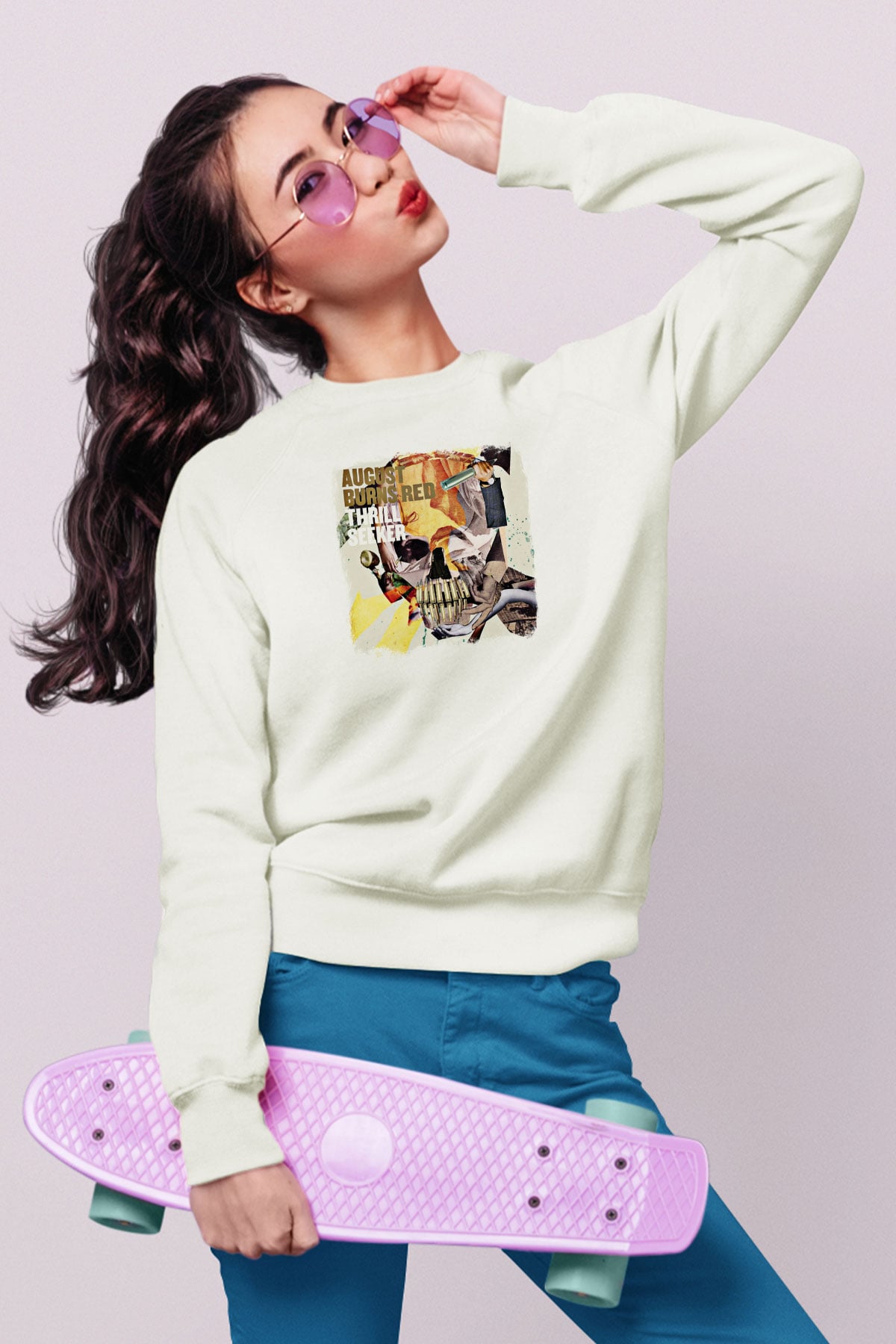 August Burns Red Baskılı Unisex Beyaz Sweatshirt