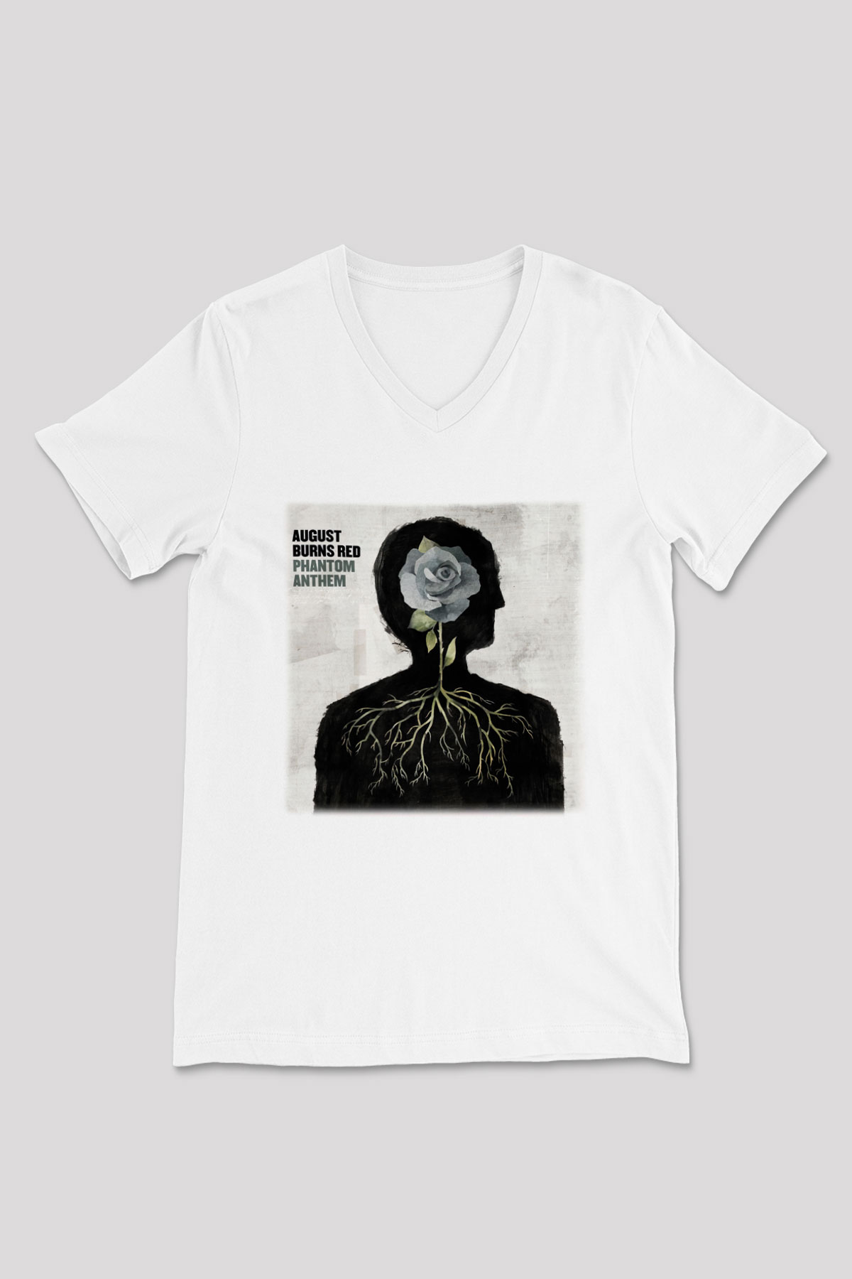 August Burns Red Beyaz Unisex V Yaka Tişört T-Shirt