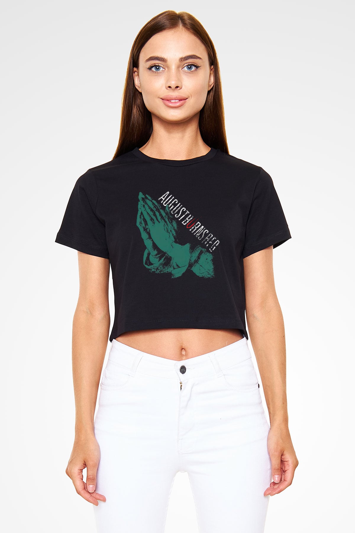 August Burns Red Siyah Crop Top Tişört