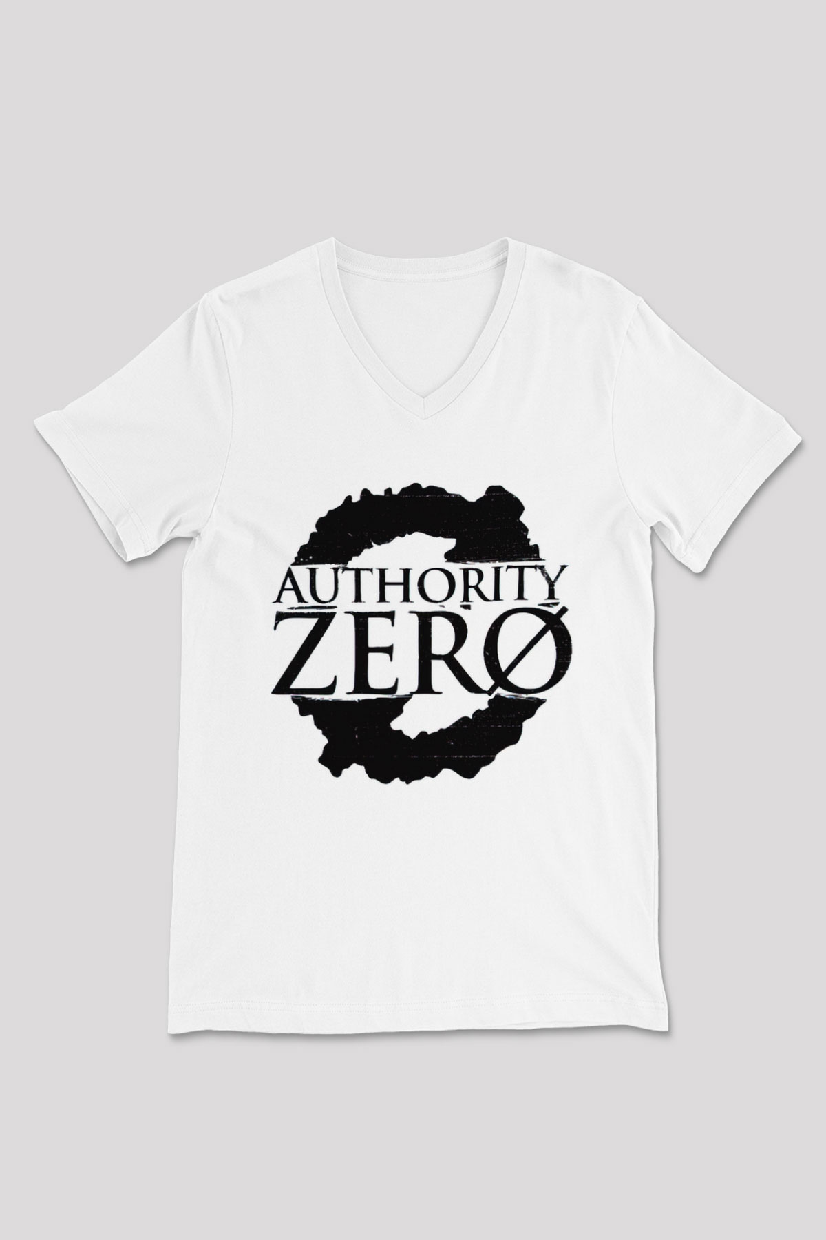 Authority Zero Beyaz Unisex V Yaka Tişört