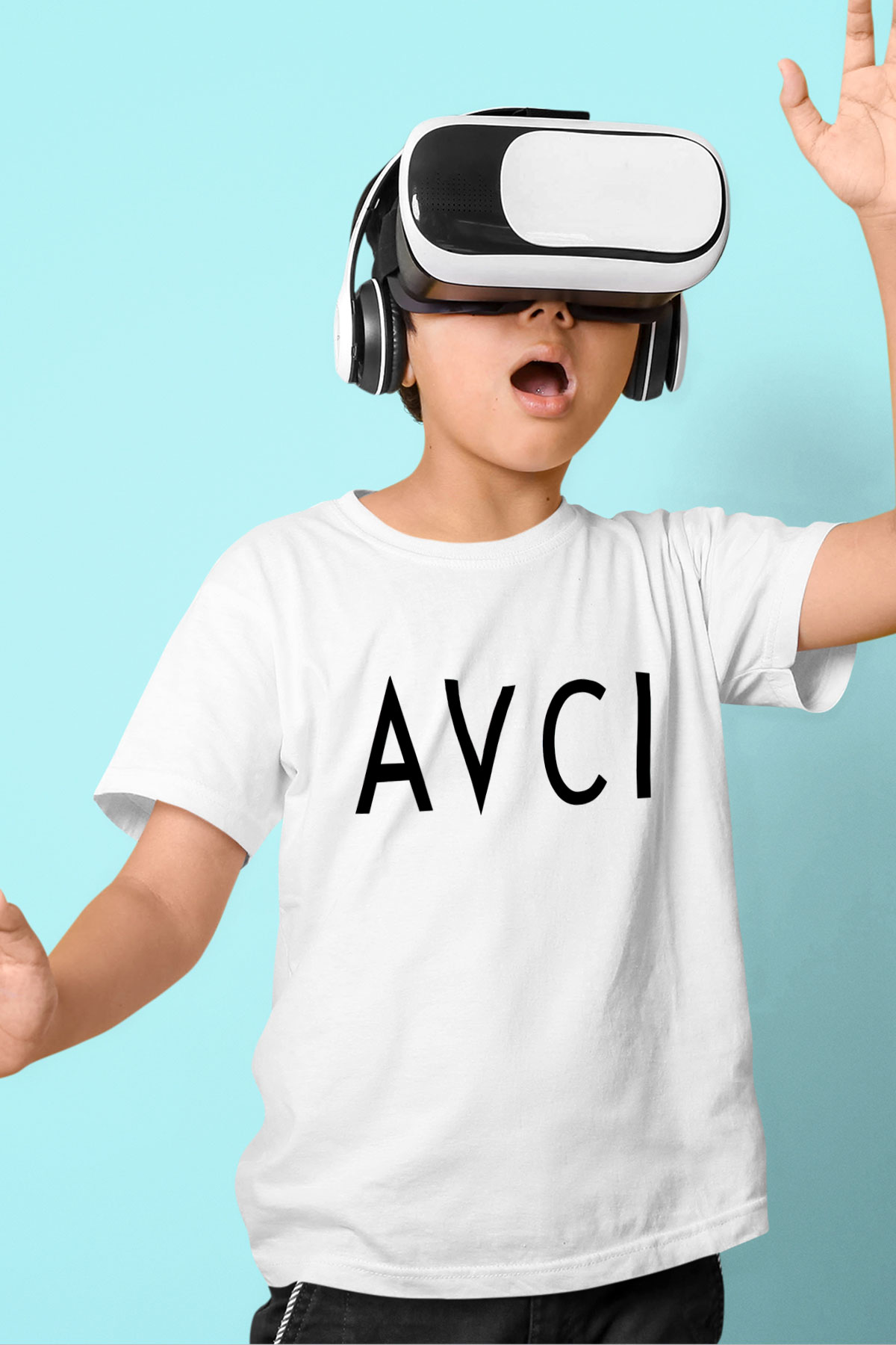 Avcı Baskılı Beyaz Unisex Çocuk Tişört