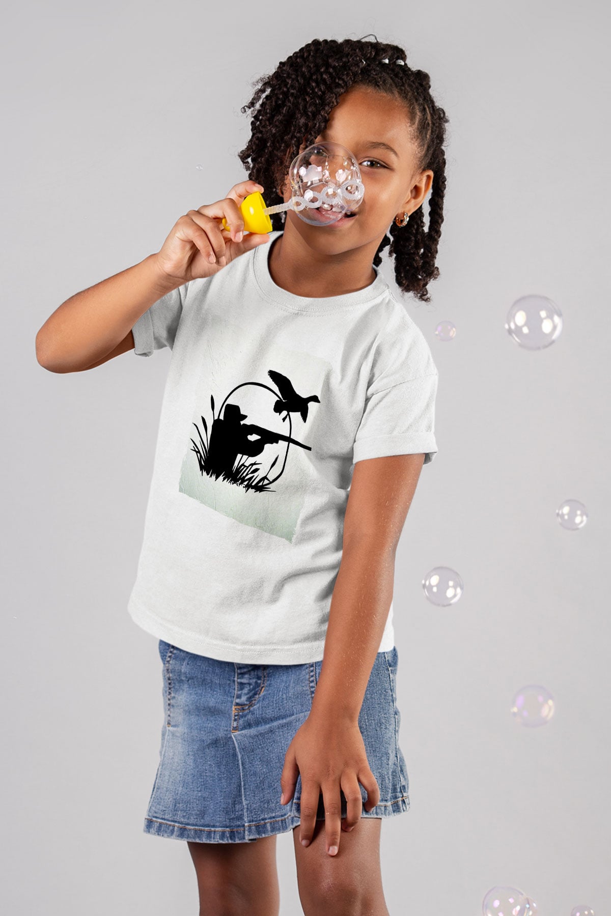 Avcı Beyaz Unisex Çocuk Tişört