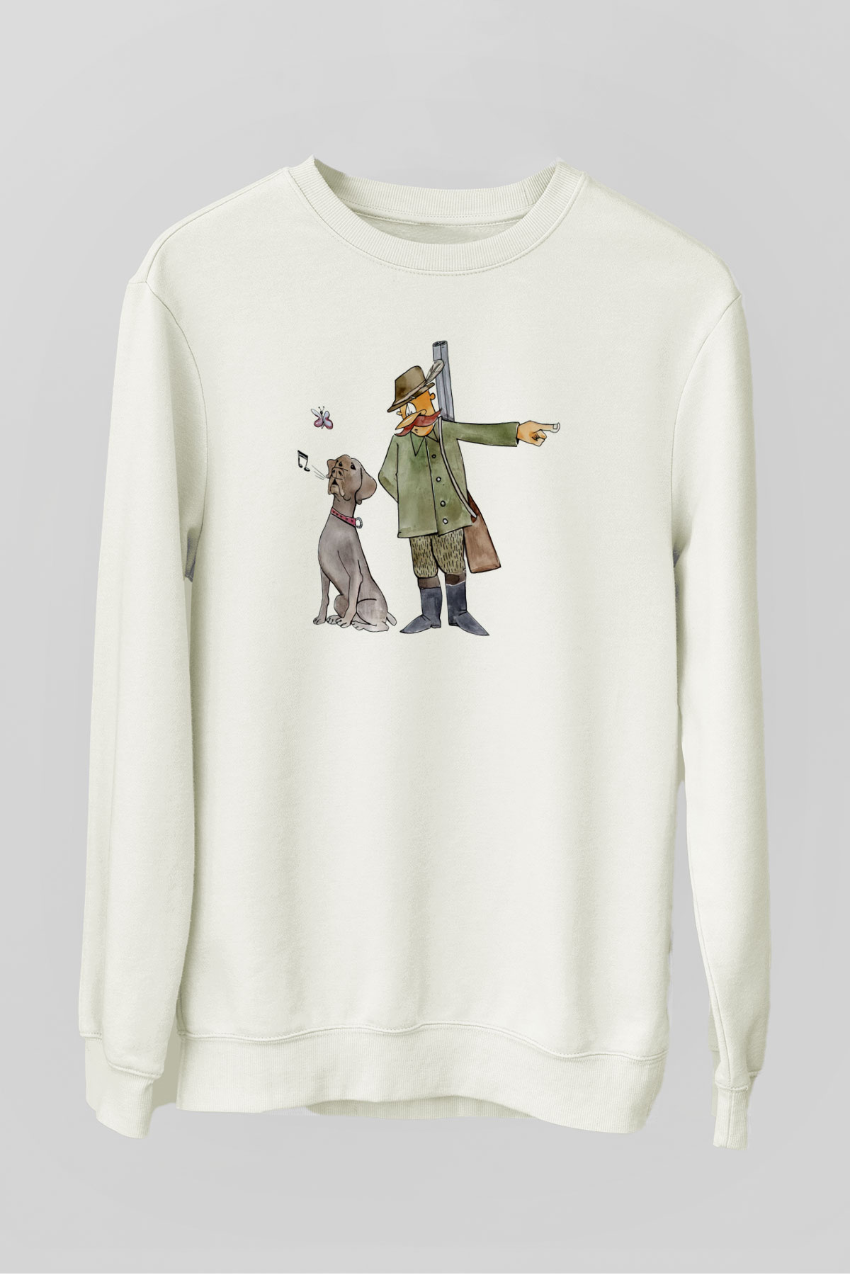 Avcı Beyaz Unisex Sweatshirt