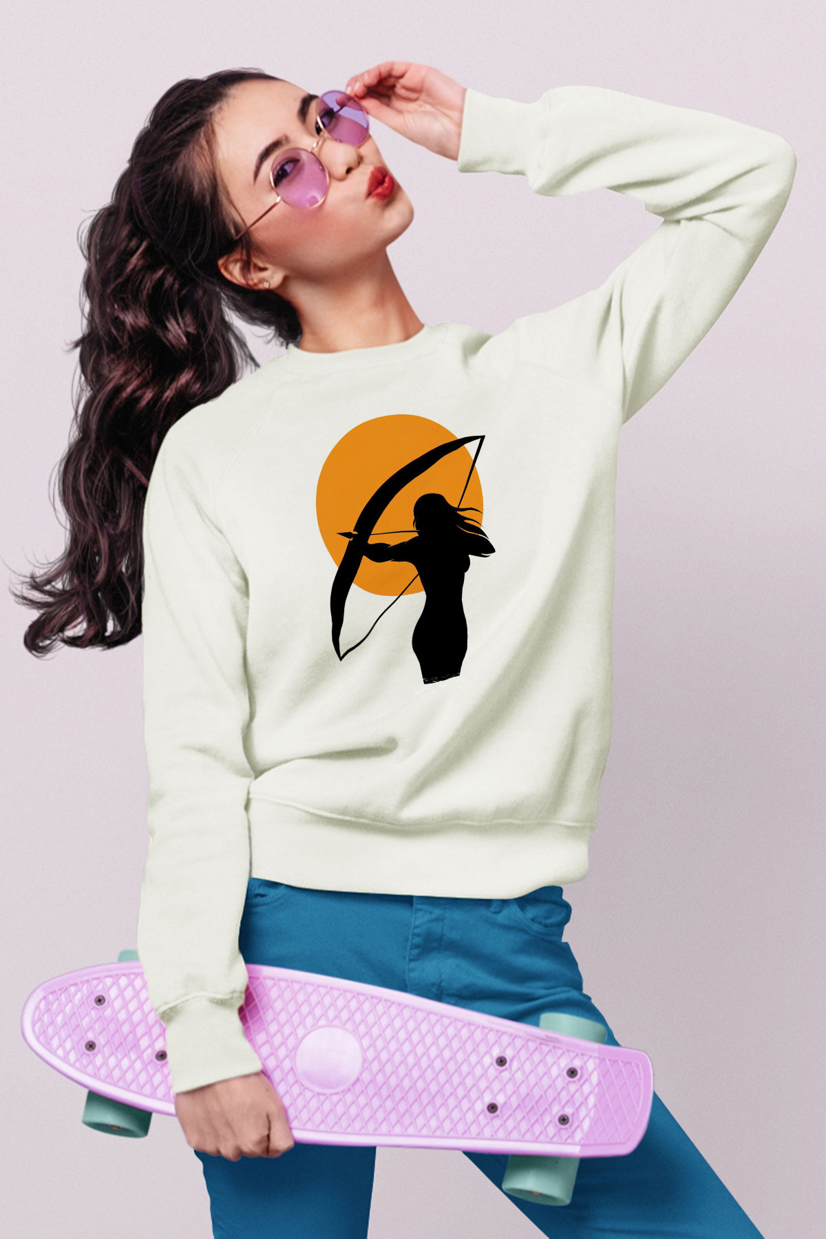Avcı Beyaz Unisex Sweatshirt