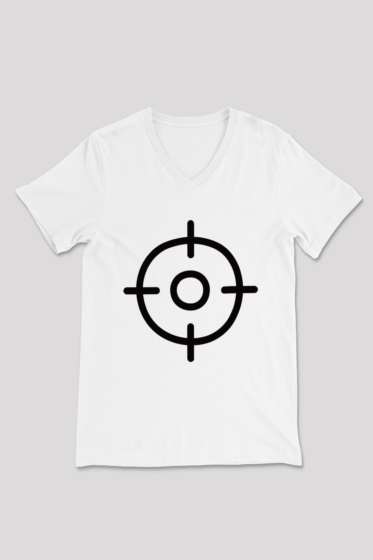 Avcı Beyaz Unisex V Yaka Tişört T-Shirt