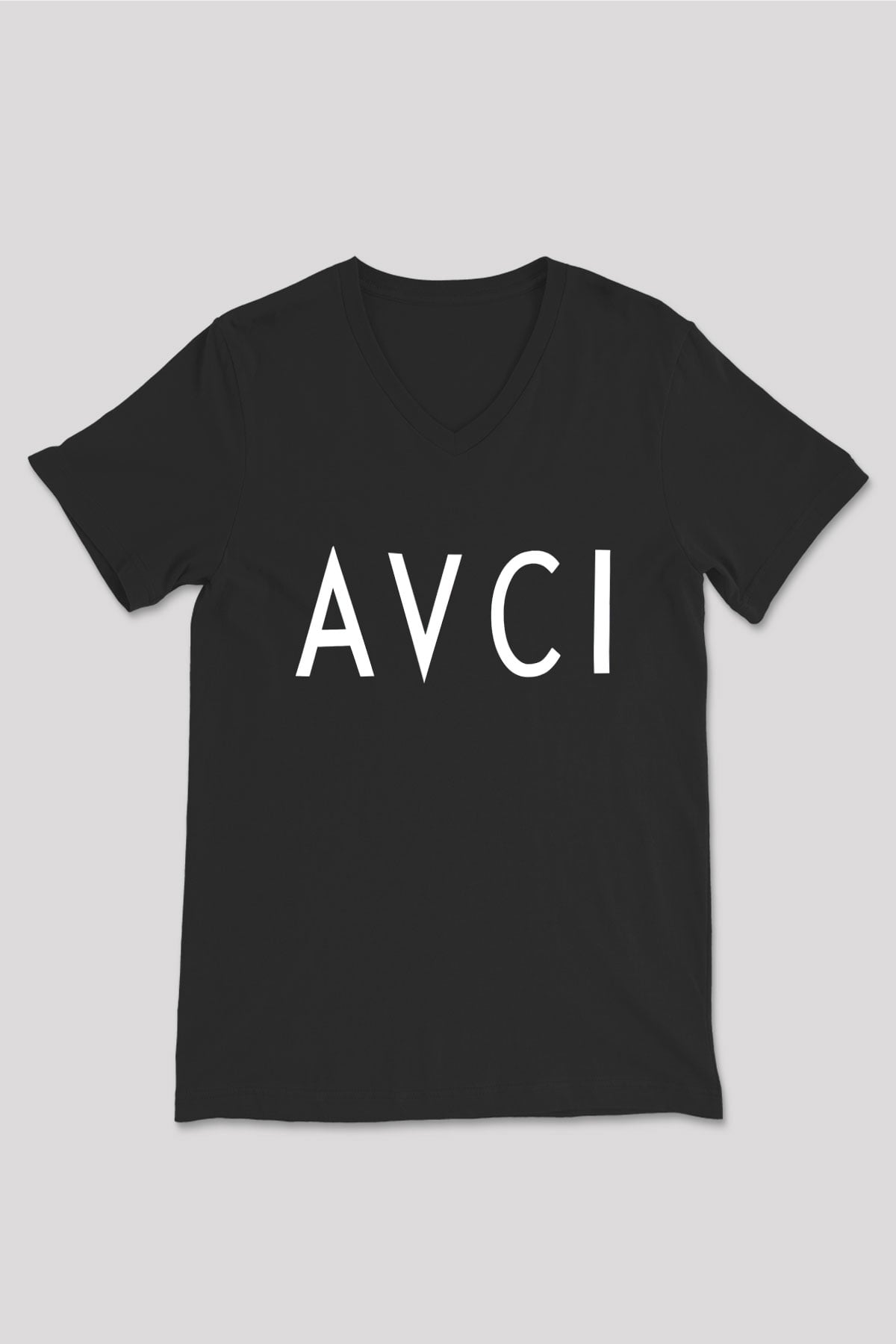 Avcı Siyah Unisex V Yaka Tişört T-Shirt