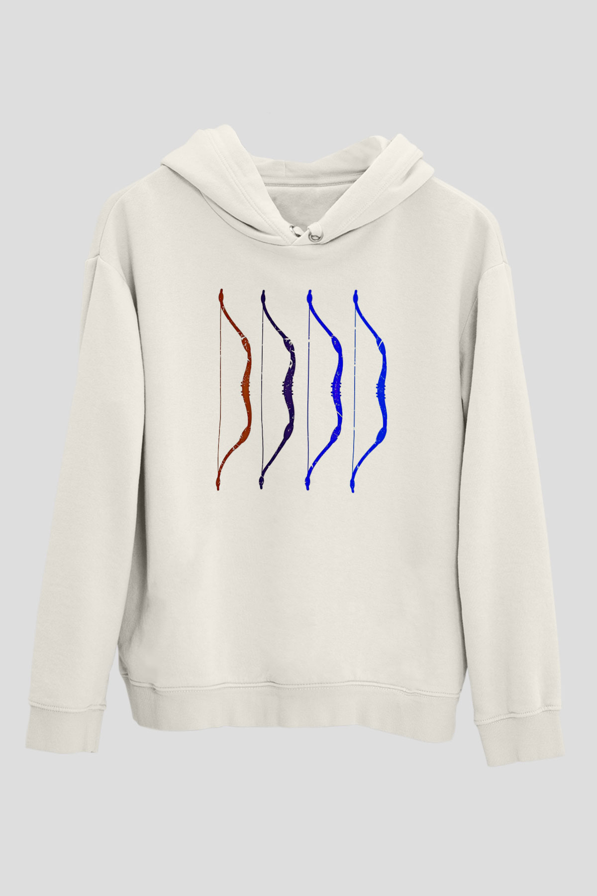 Avcılık Baskılı Unisex Ekru Hoodie