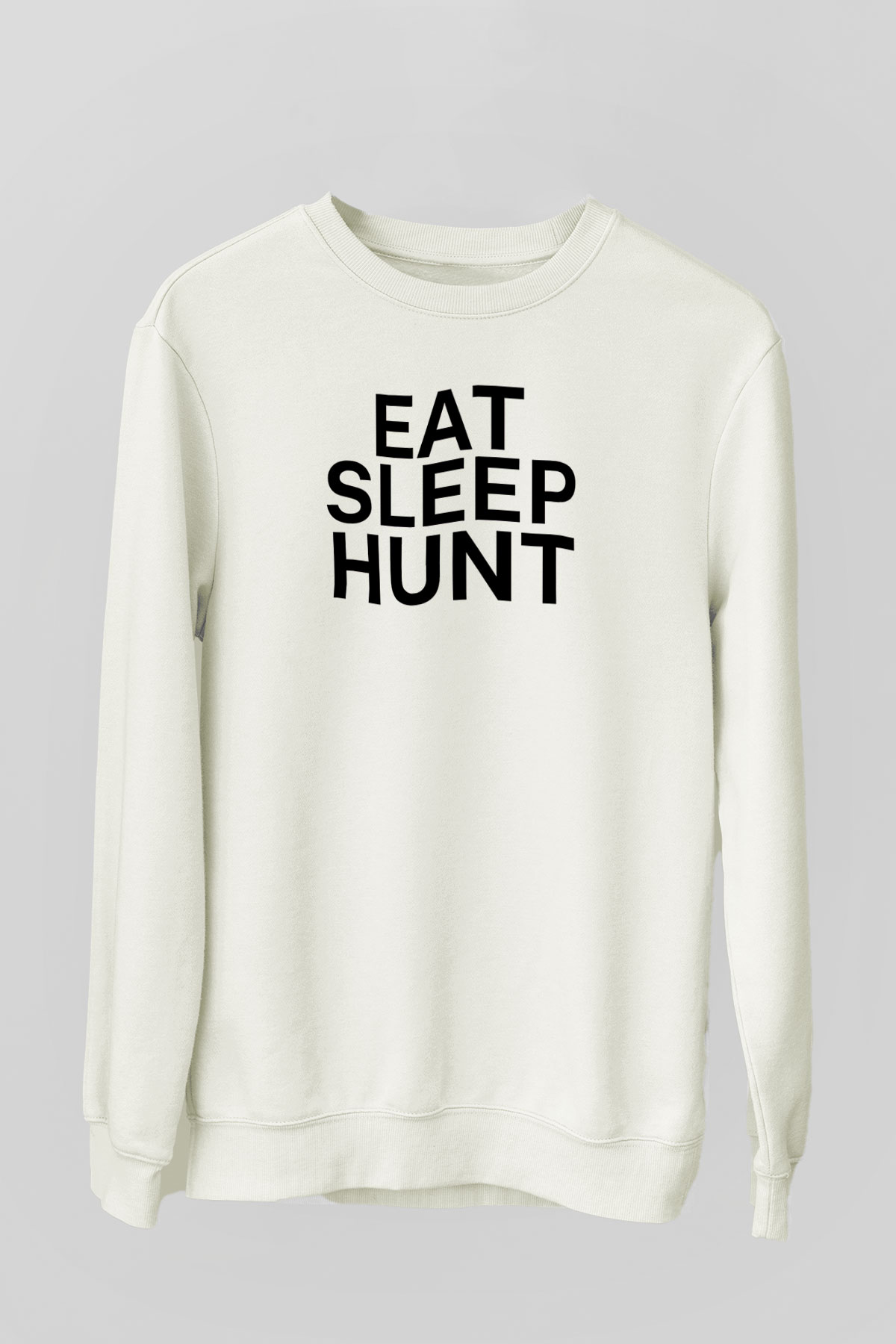Avcılık Baskılı Unisex Ekru Sweatshirt