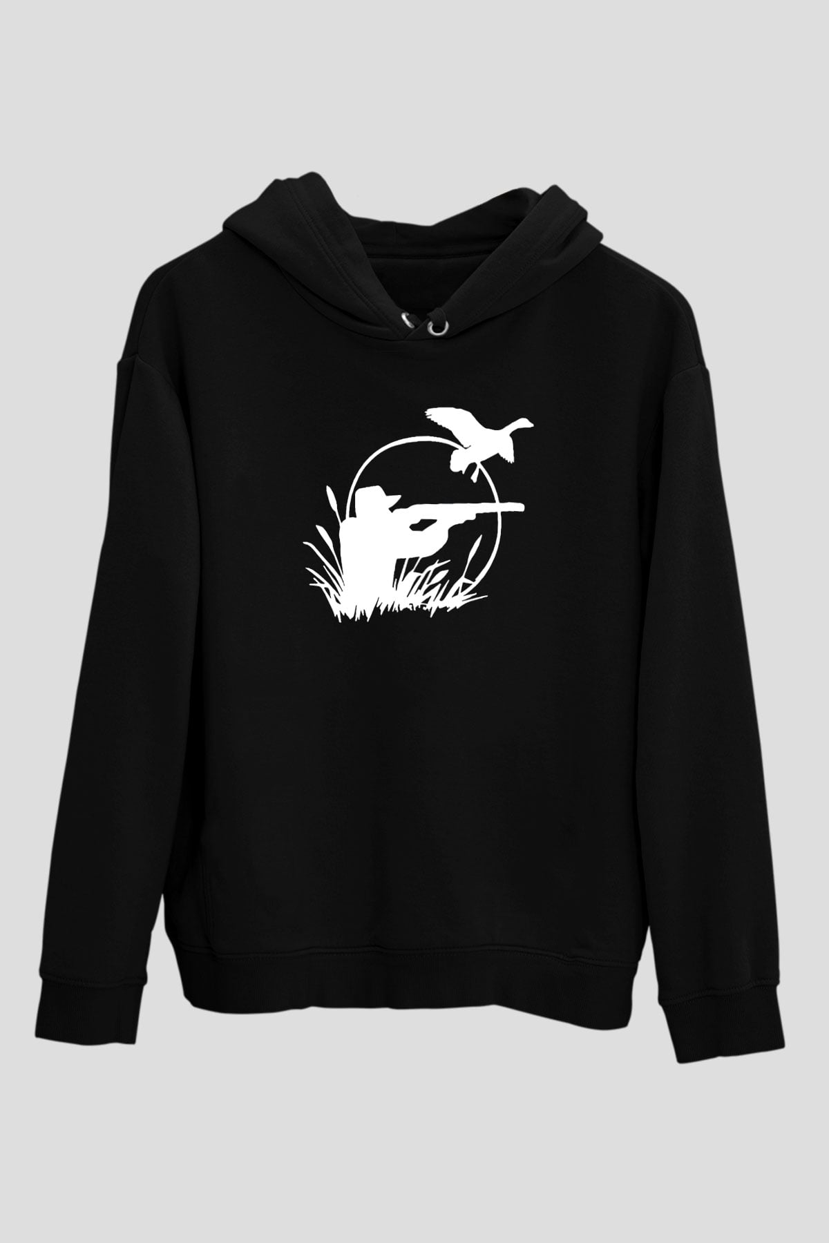 Avcılık - Hunting Baskılı Unisex Siyah Hoodie