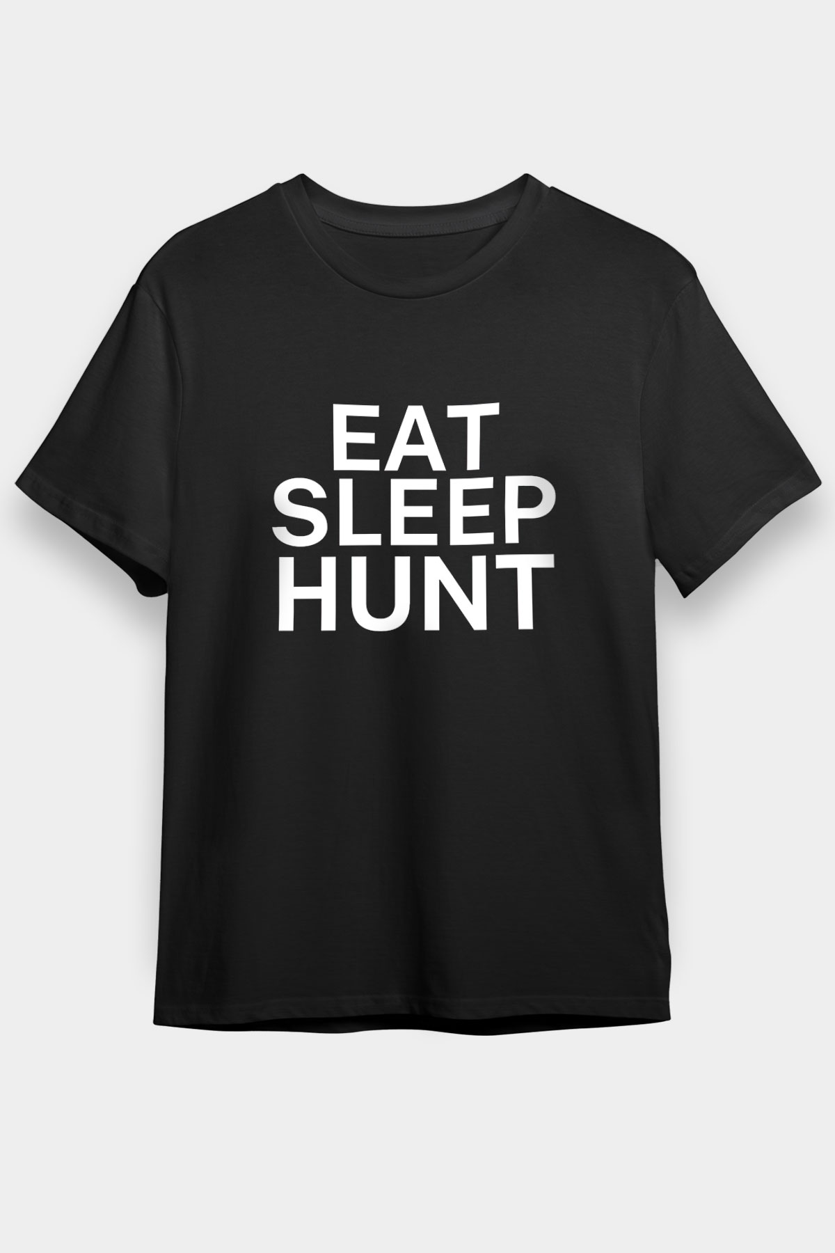 Avcılık - Hunting Baskılı Unisex Siyah Tişört - Tshirt
