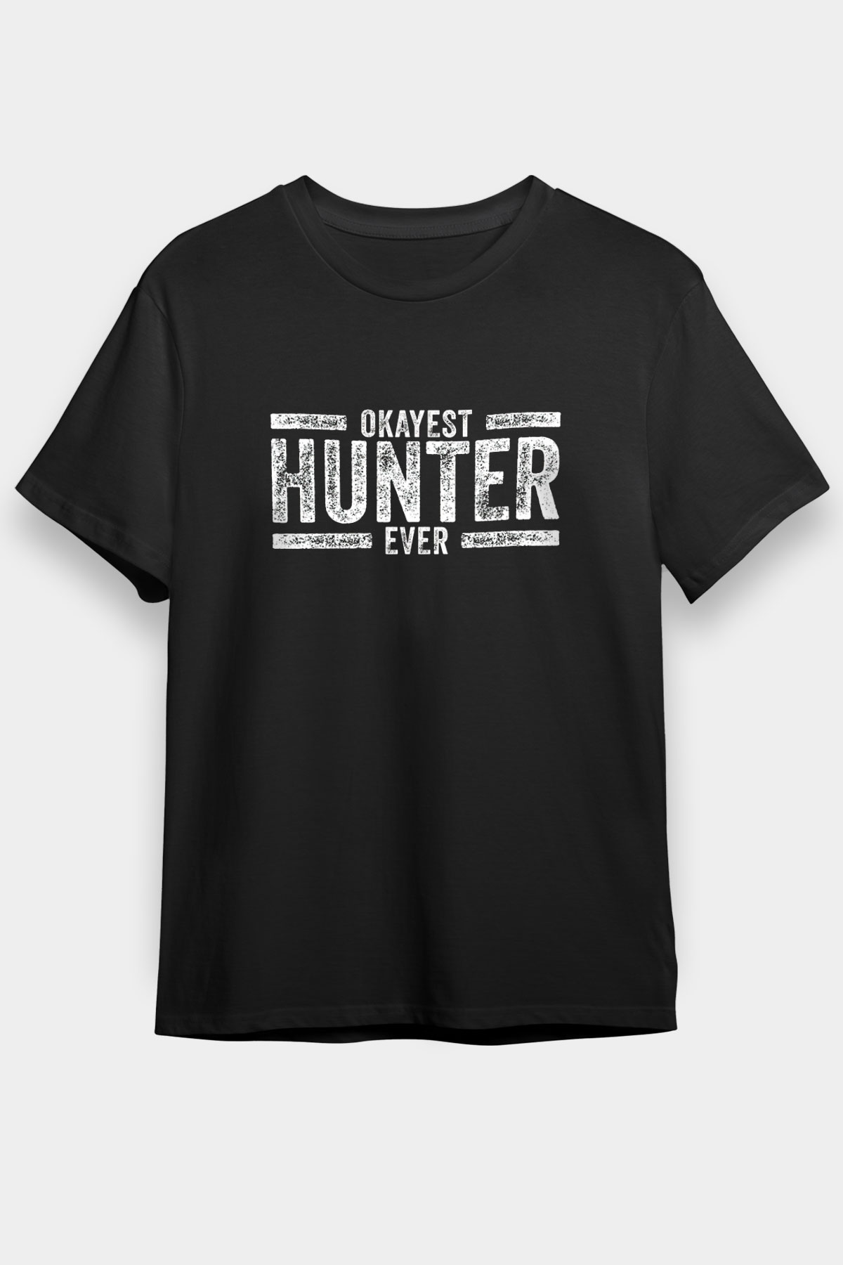 Avcılık - Hunting Baskılı Unisex Siyah Tişört - Tshirt