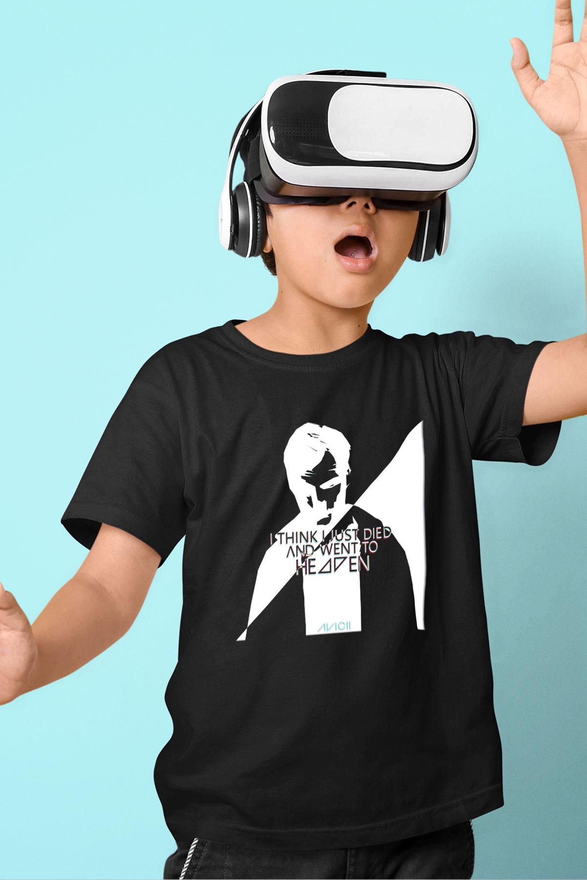 Avicii Baskılı Siyah Unisex Çocuk Tişört
