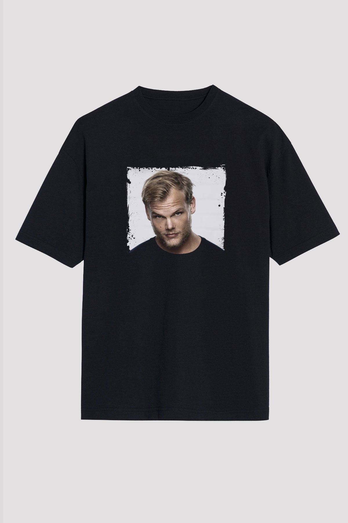 Avicii Baskılı Unisex Oversize Siyah Tişört