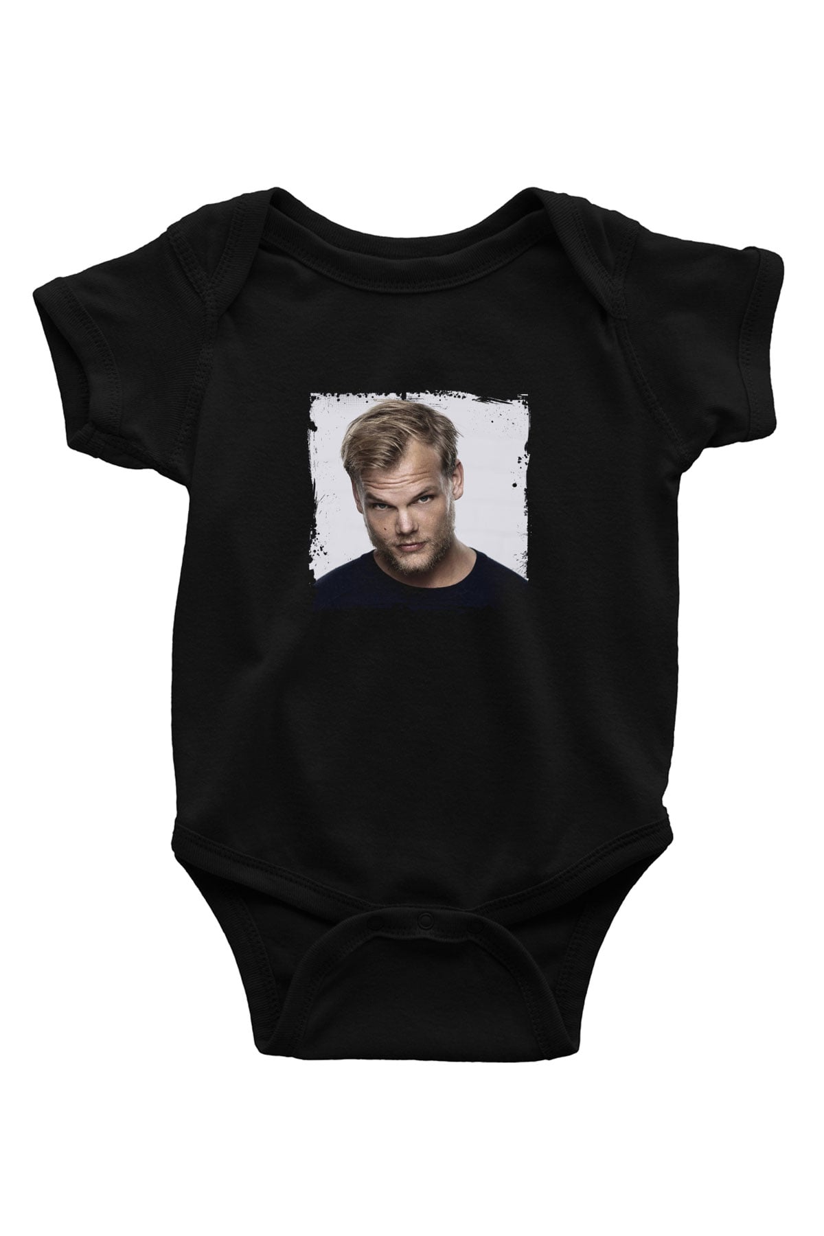 Avicii Baskılı Unisex Siyah Bebek Body - Zıbın
