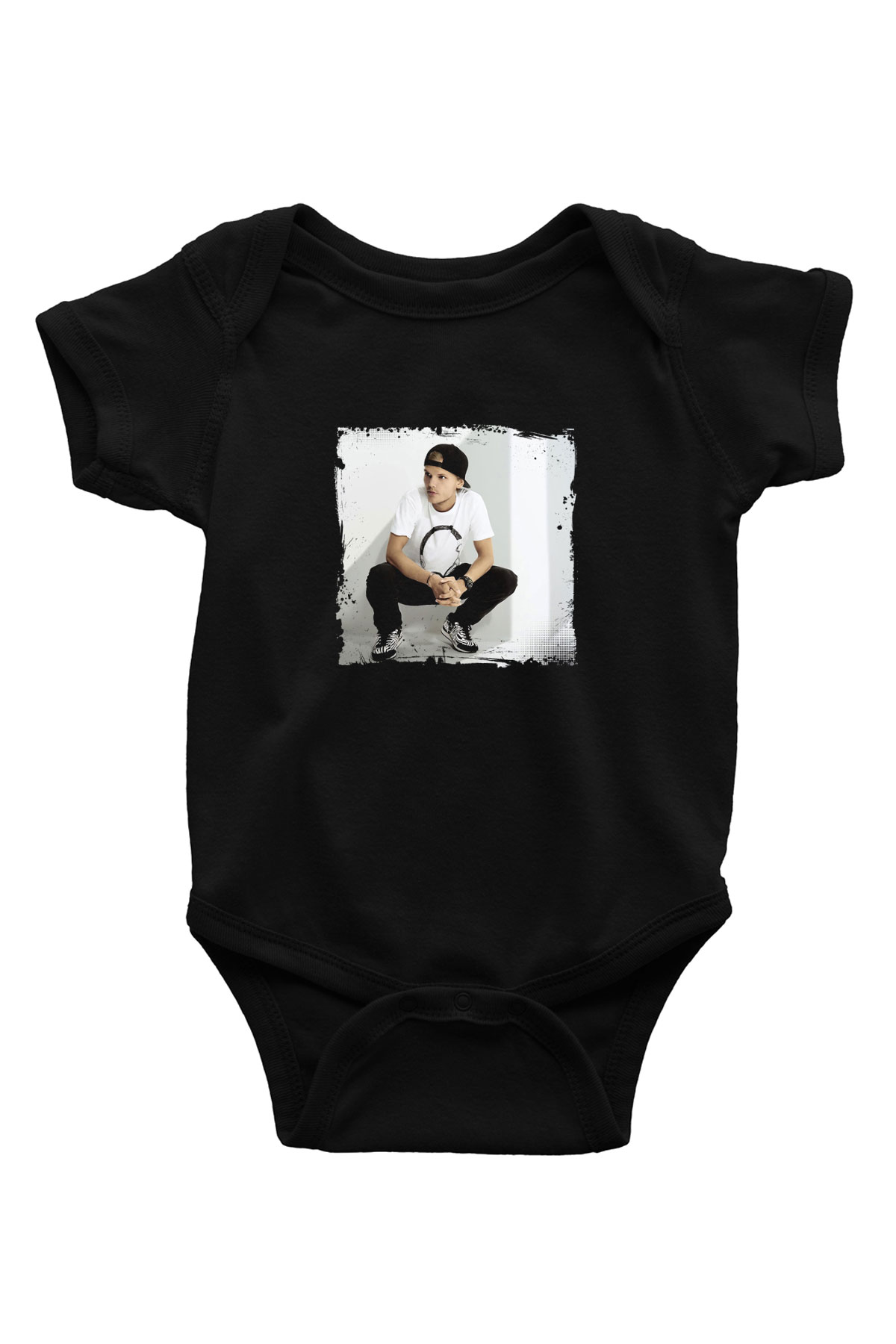 Avicii Baskılı Unisex Siyah Bebek Body - Zıbın