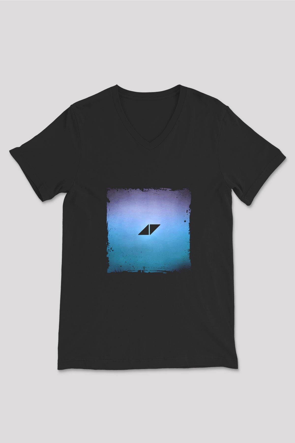 Avicii Baskılı Unisex Siyah V Yaka Tişört