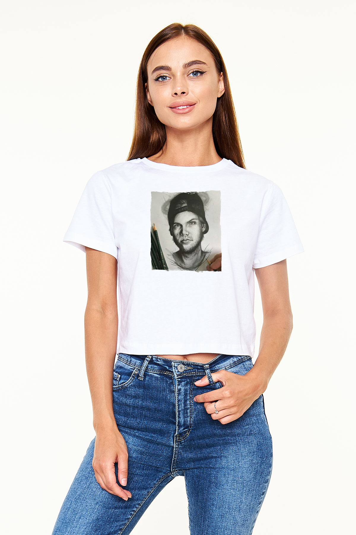 Avicii Beyaz  Crop Top Tişört