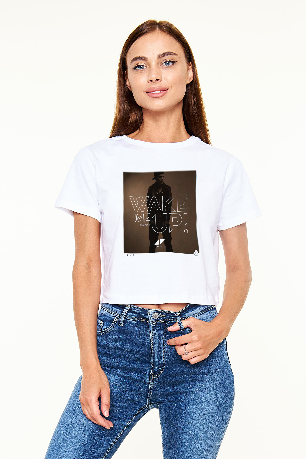 Avicii Beyaz Croptop Tişört