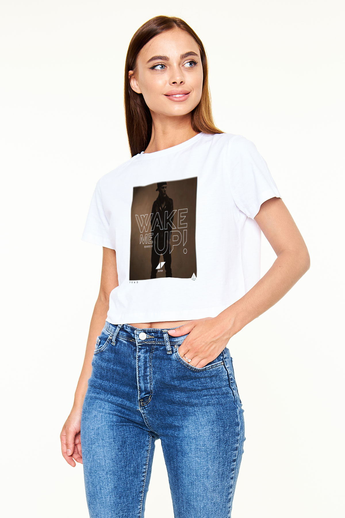 Avicii Beyaz Croptop Tişört