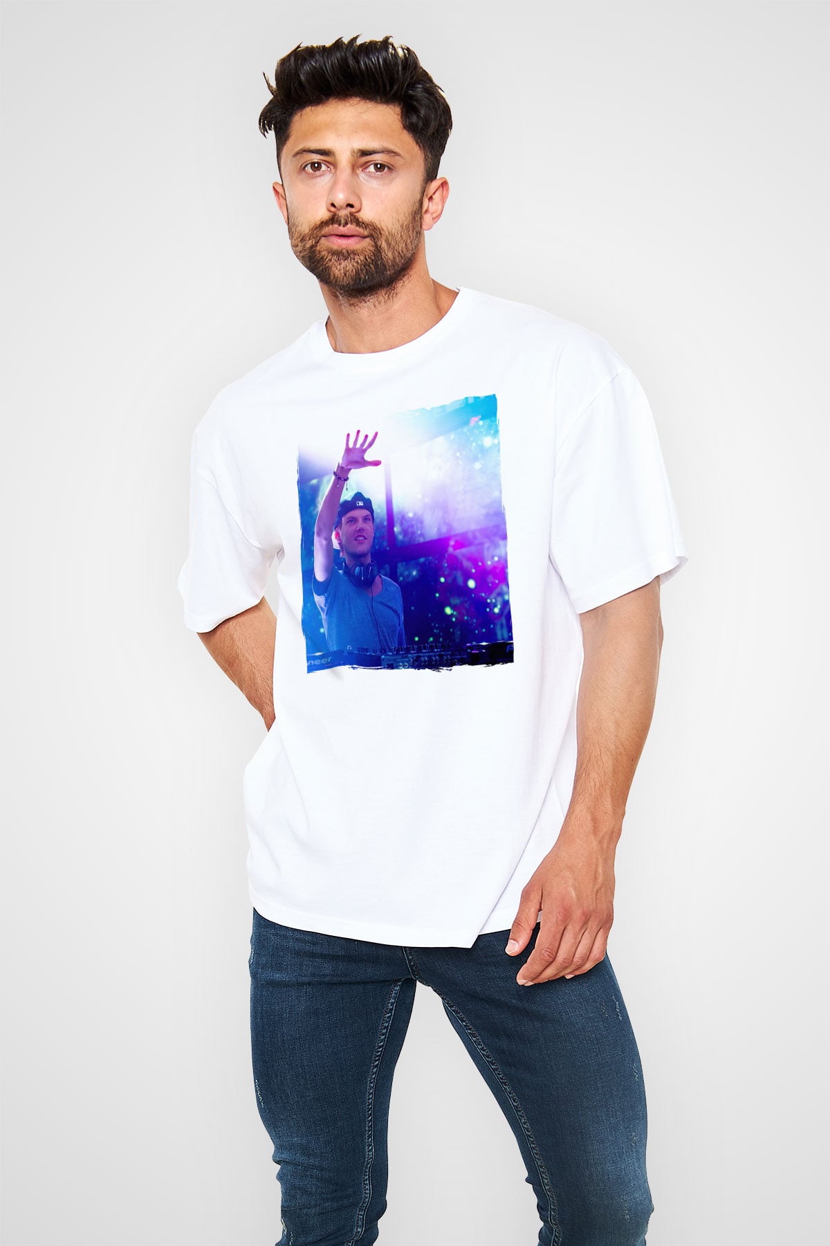 Avicii Beyaz Oversize Tişört Oversize T-shirt - TişörtFabrikası